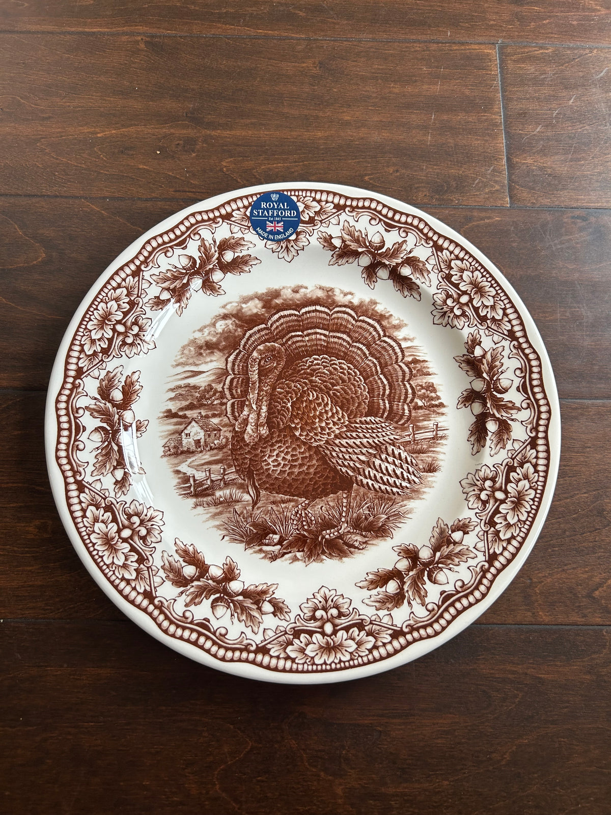 Royal Stafford Turkey Thanksgiving Dinner Plates Set of 4 Brown Woodland