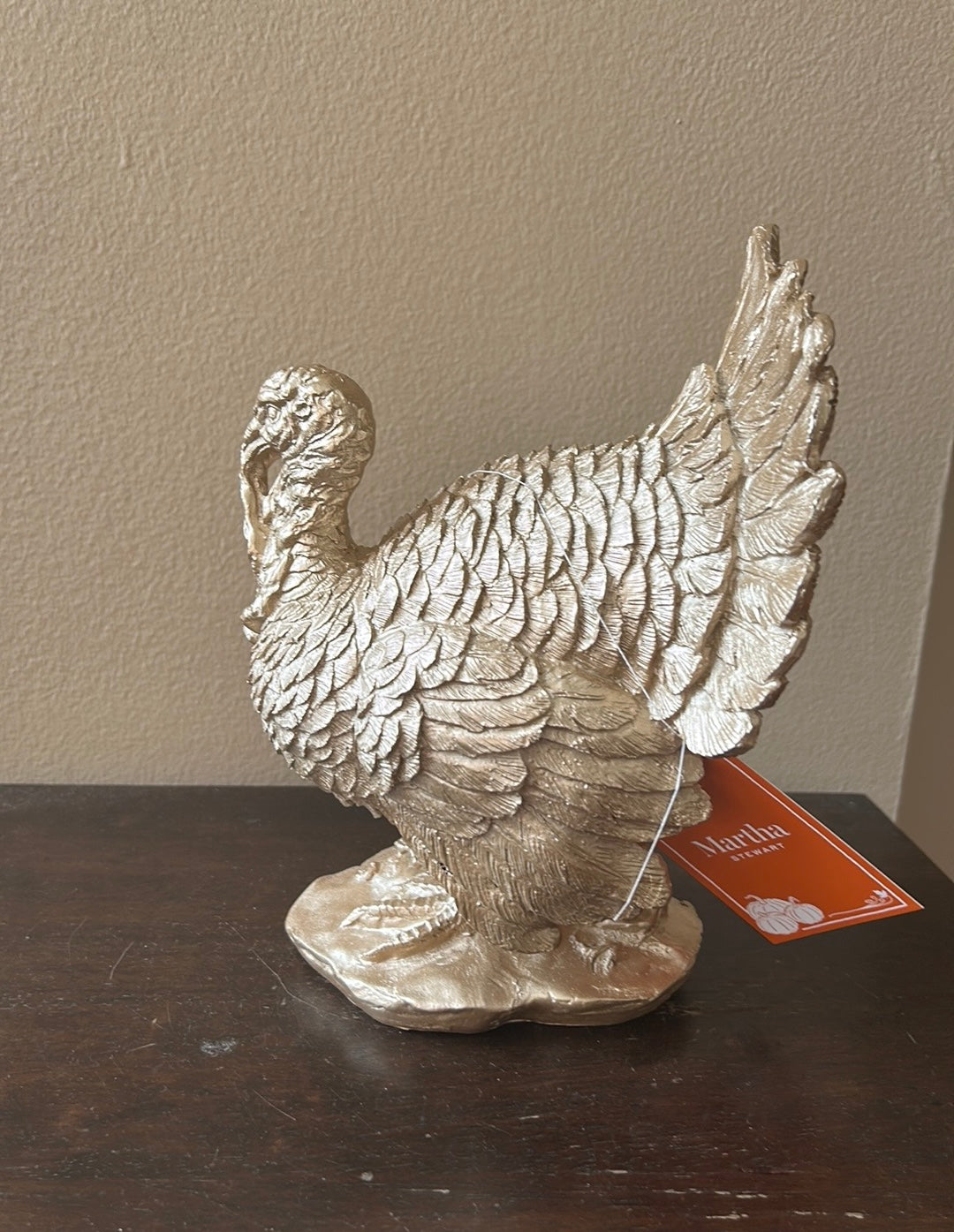 Martha Stewart Turkey Thanksgiving Fall Figurine New 9” Tall Gold New