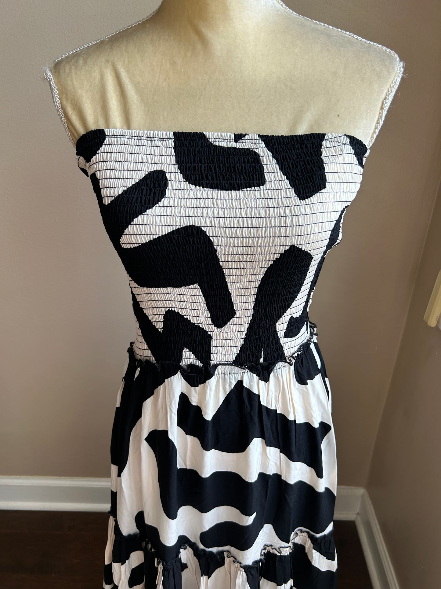 Abel the Label Anthropologie Maxi Dress Smocking Strapless New