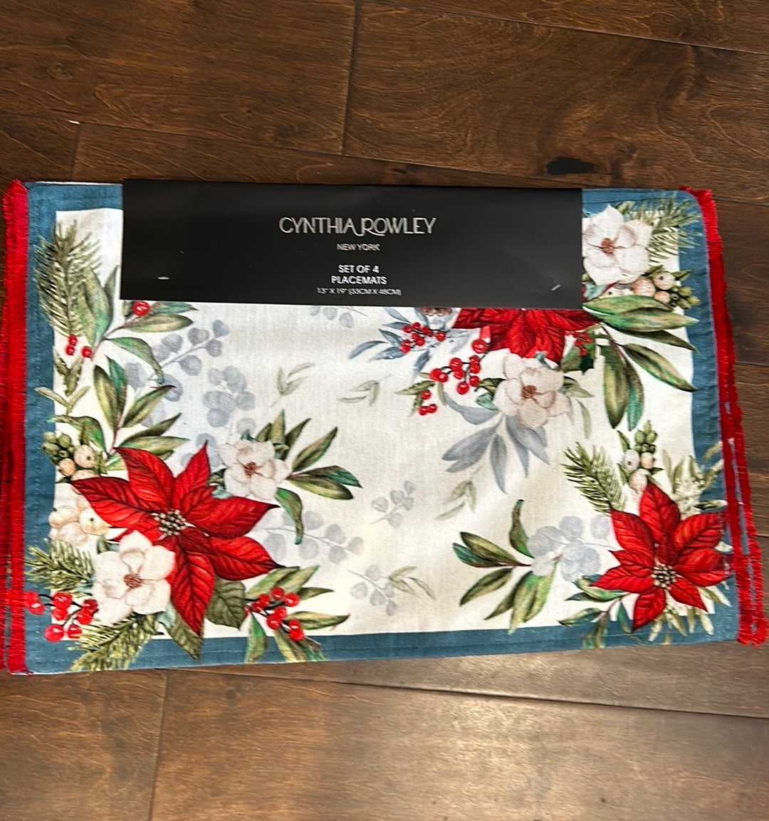 Embroidered Holiday Towel Nativity Poinsettia — Ingalls Homestead