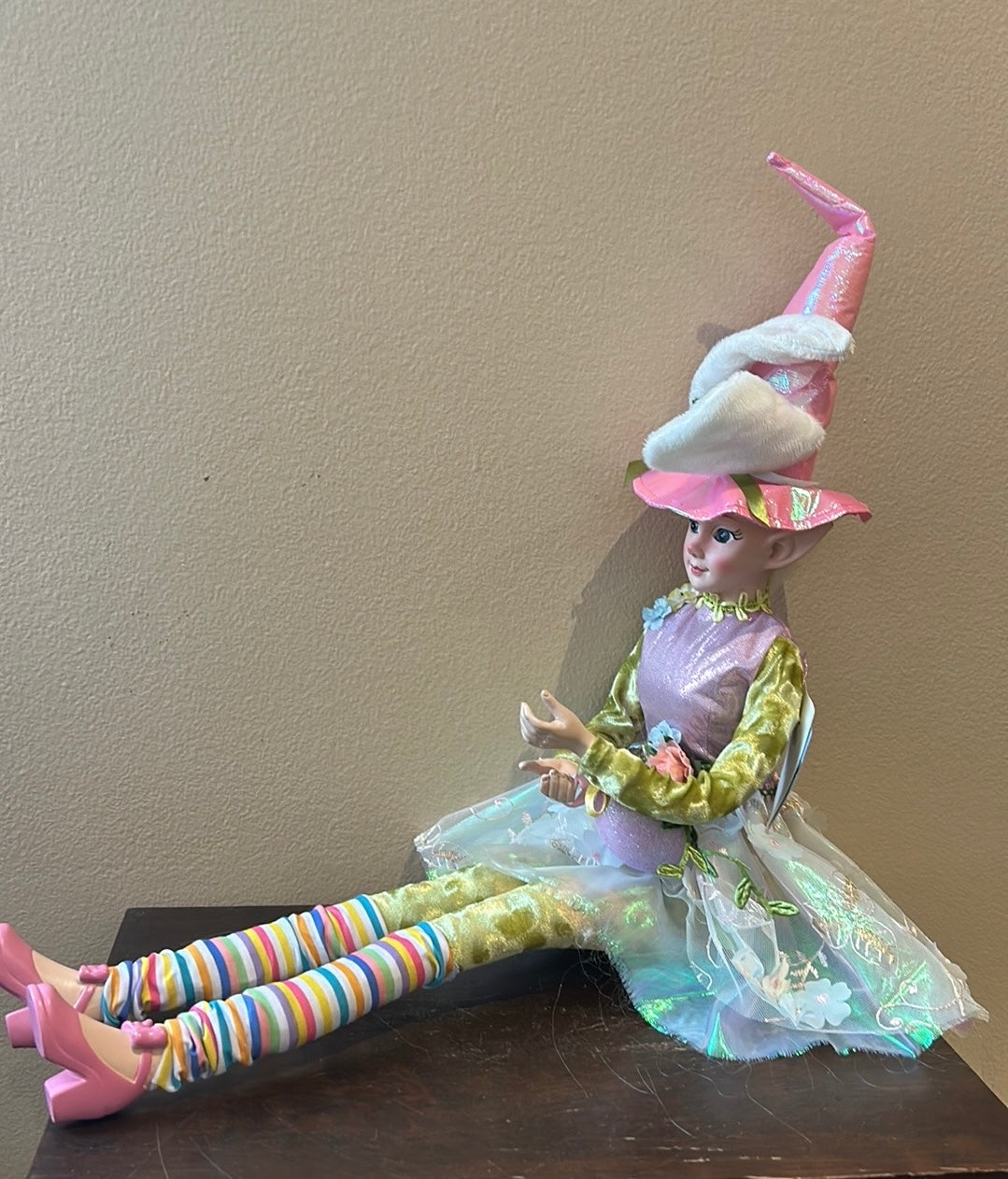 Cynthia Rowley Easter Girl Elf /Doll Holding Easter Egg 28”NWT Bunny Ears