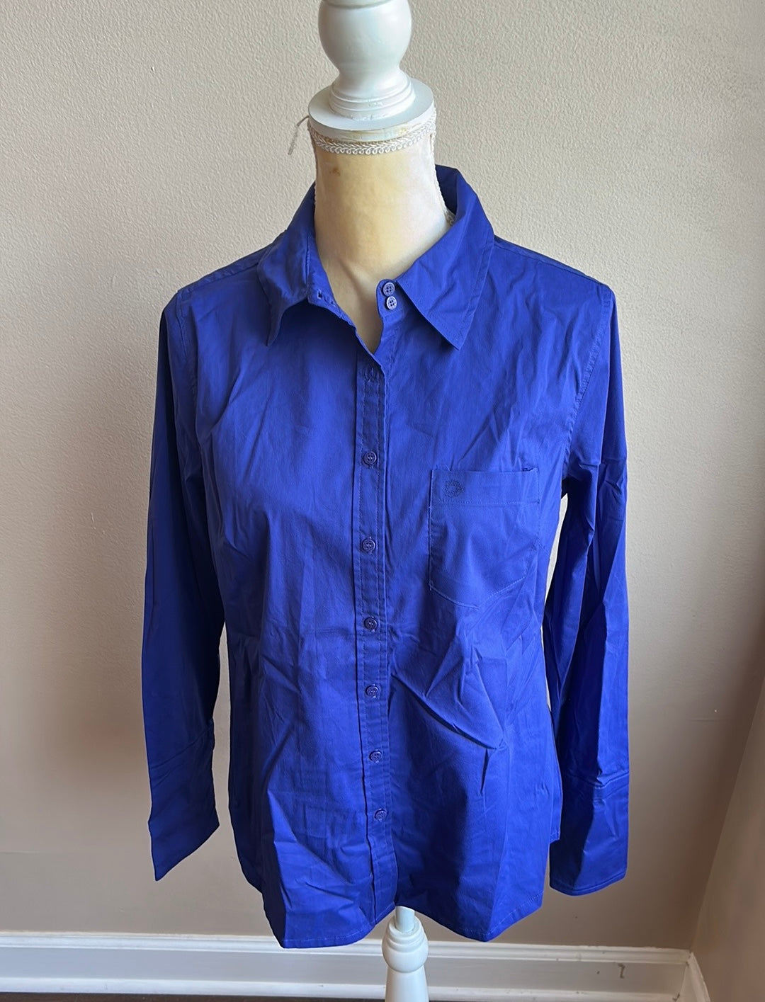 Urban Cotton Company Long Sleeve Cotton Blend Blue Shirt Sz M ST1925