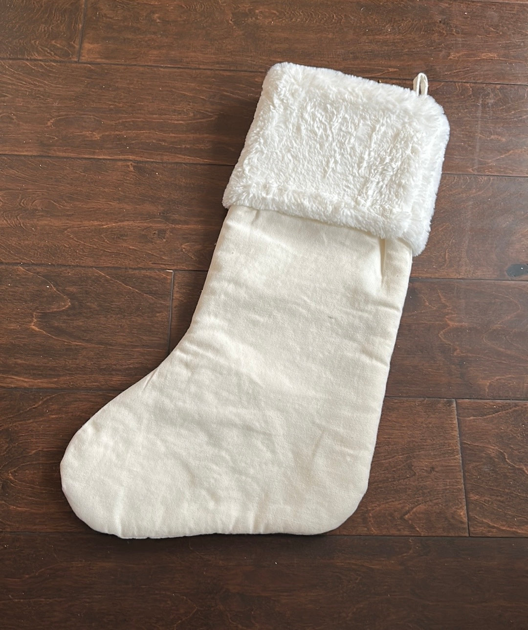 Tahari Beaded Stocking Christmas Faux Fur 22” New Ivory