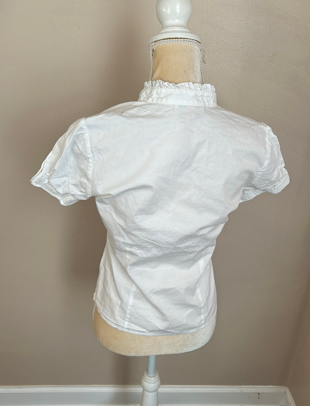 Andrew & Co Womens Blouse Sz M Pinktucks Ruffle ST2225