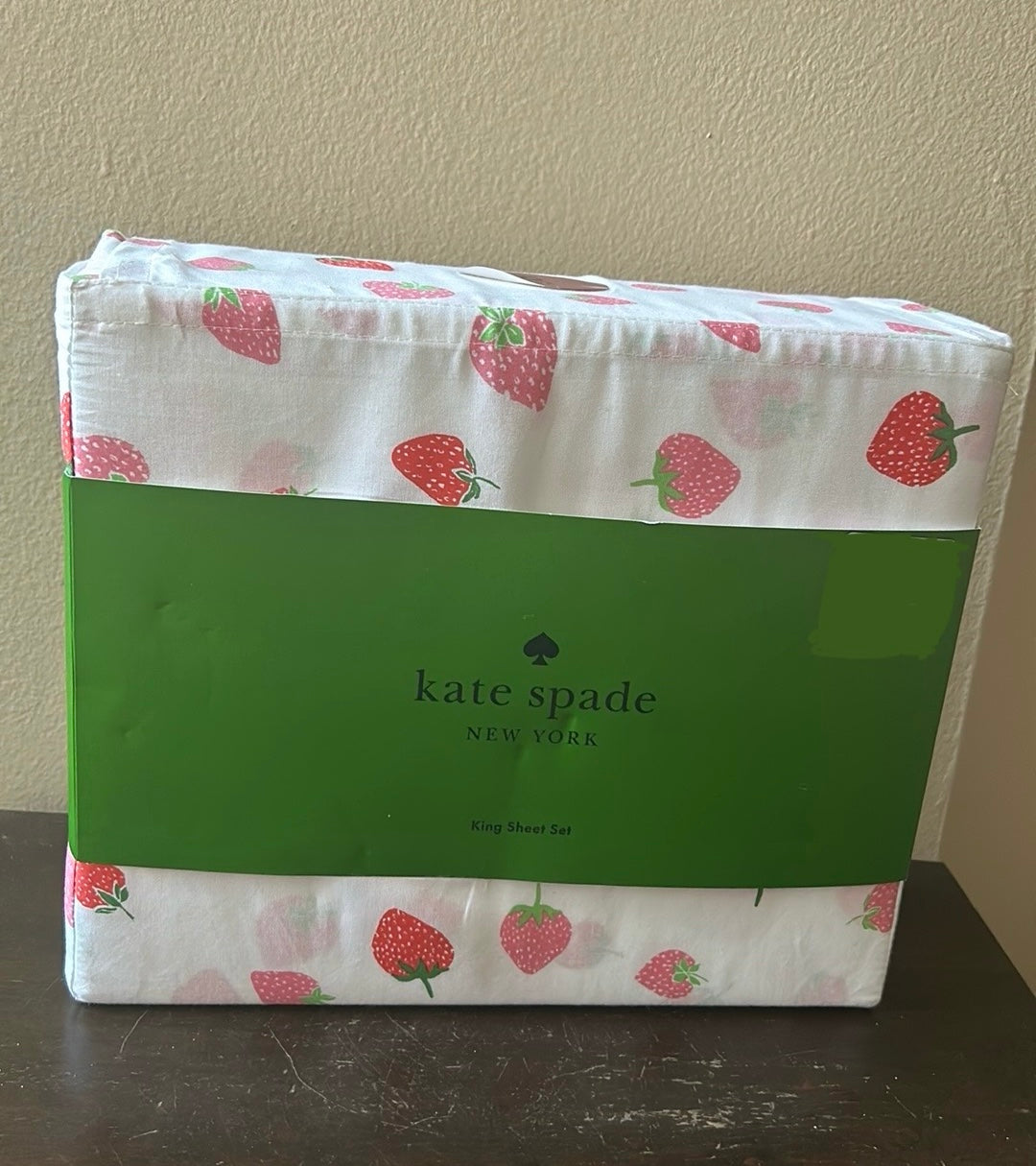 Kate Spade King Sheet Set Strawberries Cotton Percale Sheets NWT