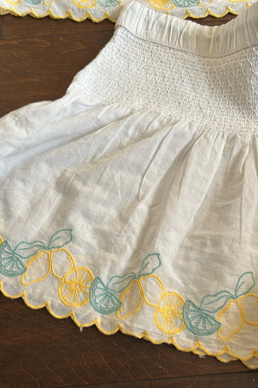 Joie Womens Embroidered Pajama Set Shorts Top New Cotton Lemons