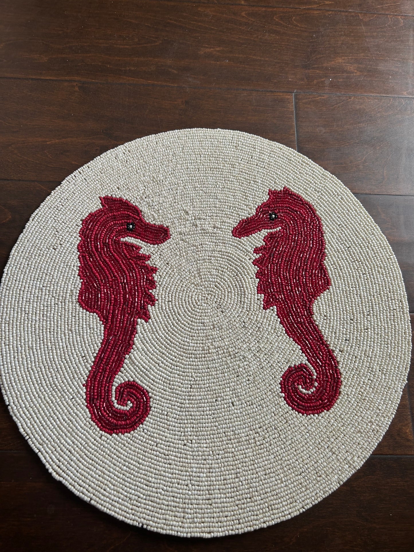 New Seahorse Beaded Placemats Chargers Set Of 2 New Nautical