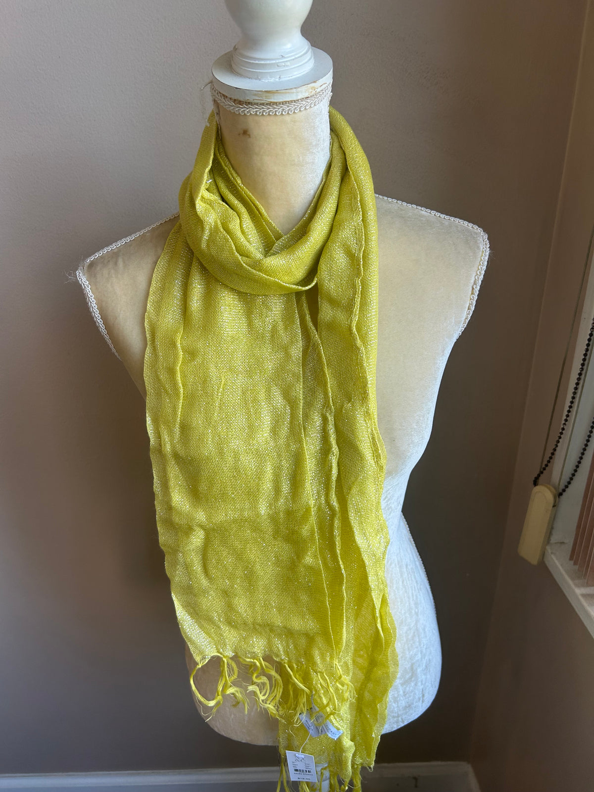 New York & Company Women’s Green Shimmery Scarf Fringed New 5000-3102