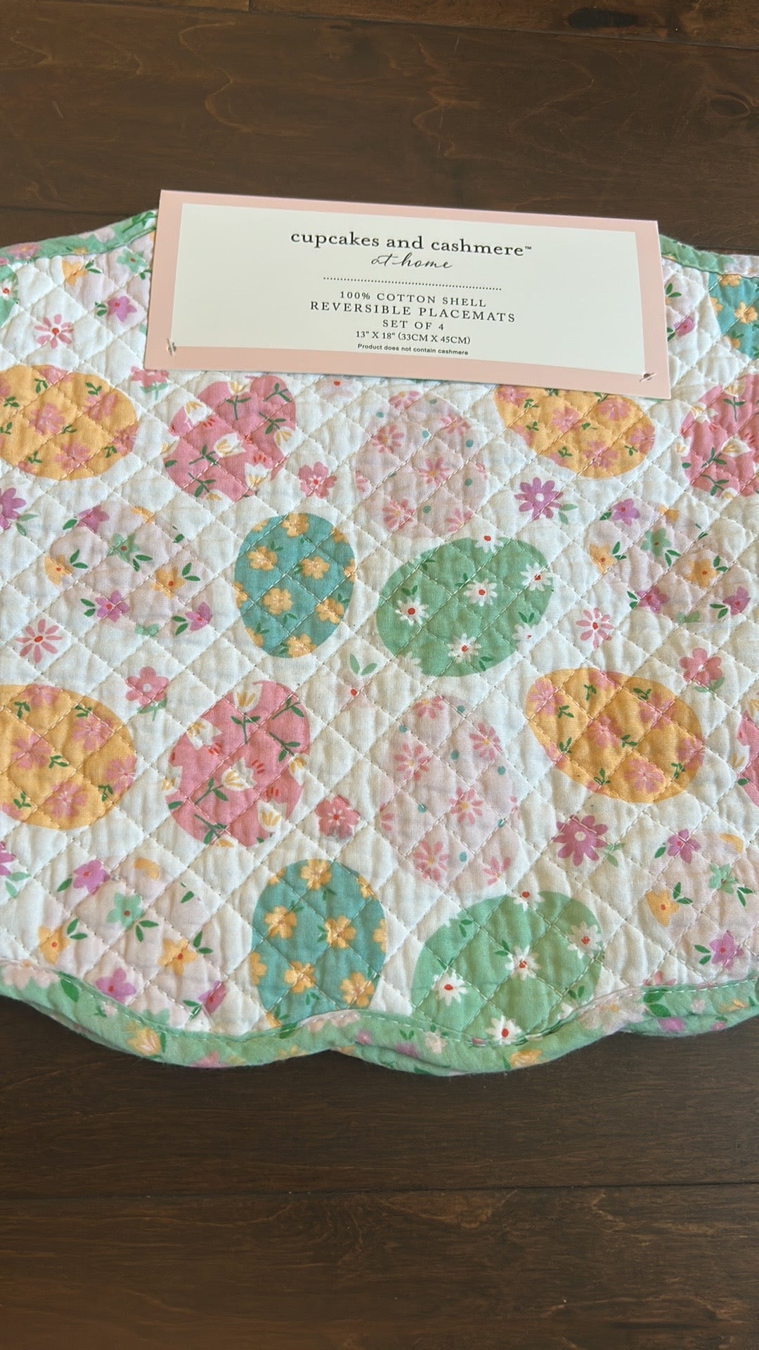 Rachel Ashwell Easter Eggs Placemats Reversible Floral New Oval Pastels