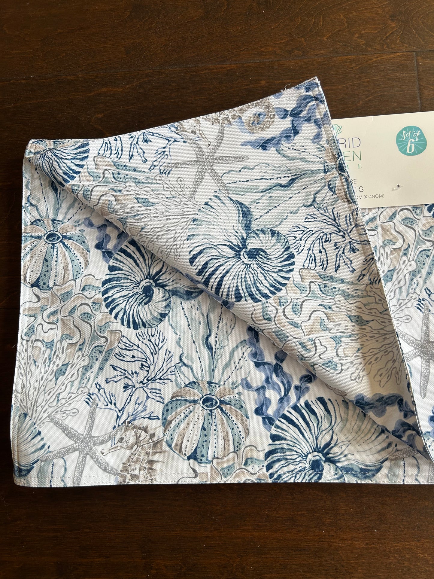 Sigrid Olsen Set Of 6 Placemats New Sea Horse Ocean Life Shells Coral Reef