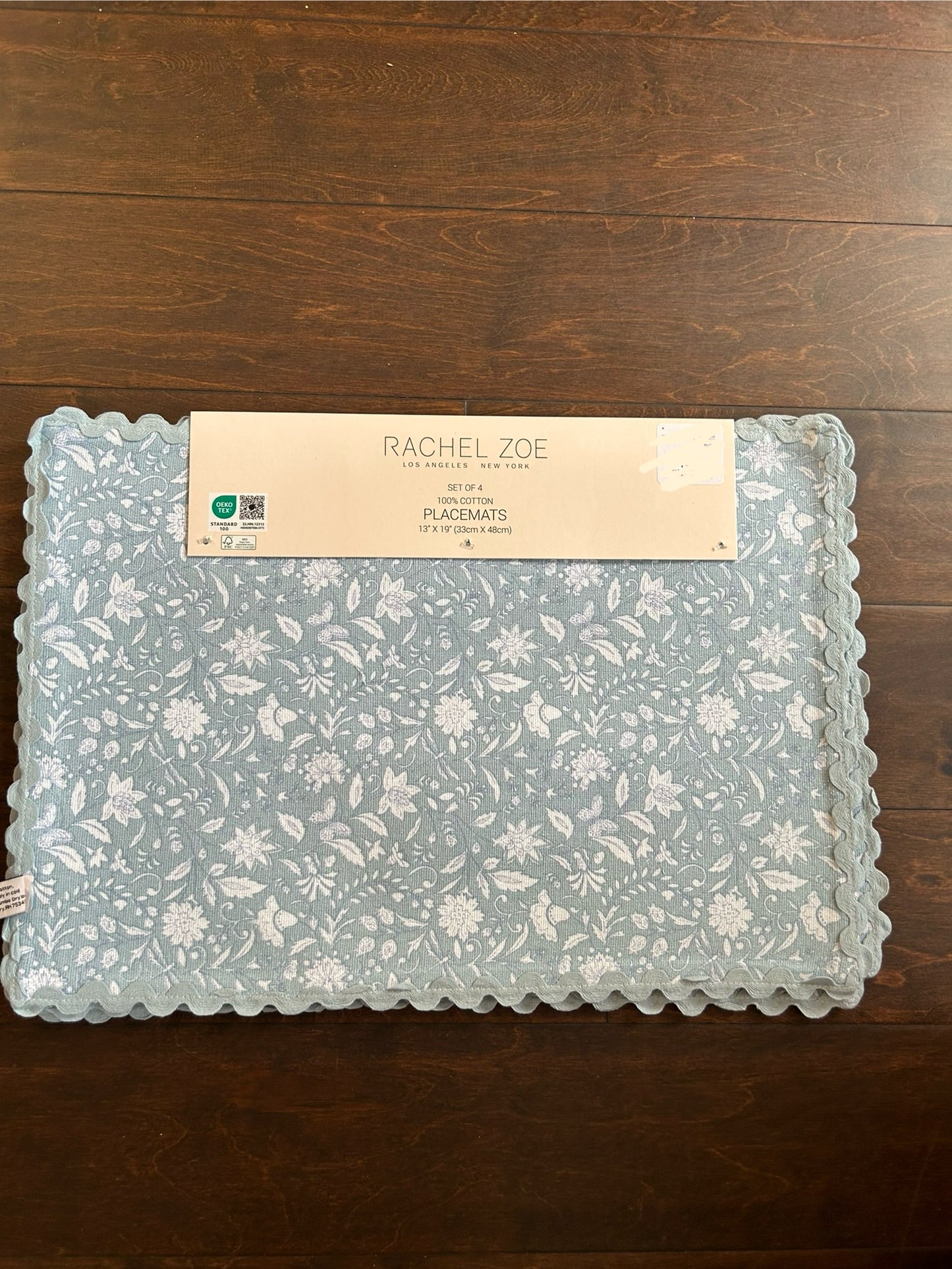Rachel Zoe Set of 4 Placemats Floral New Cotton Multicolor