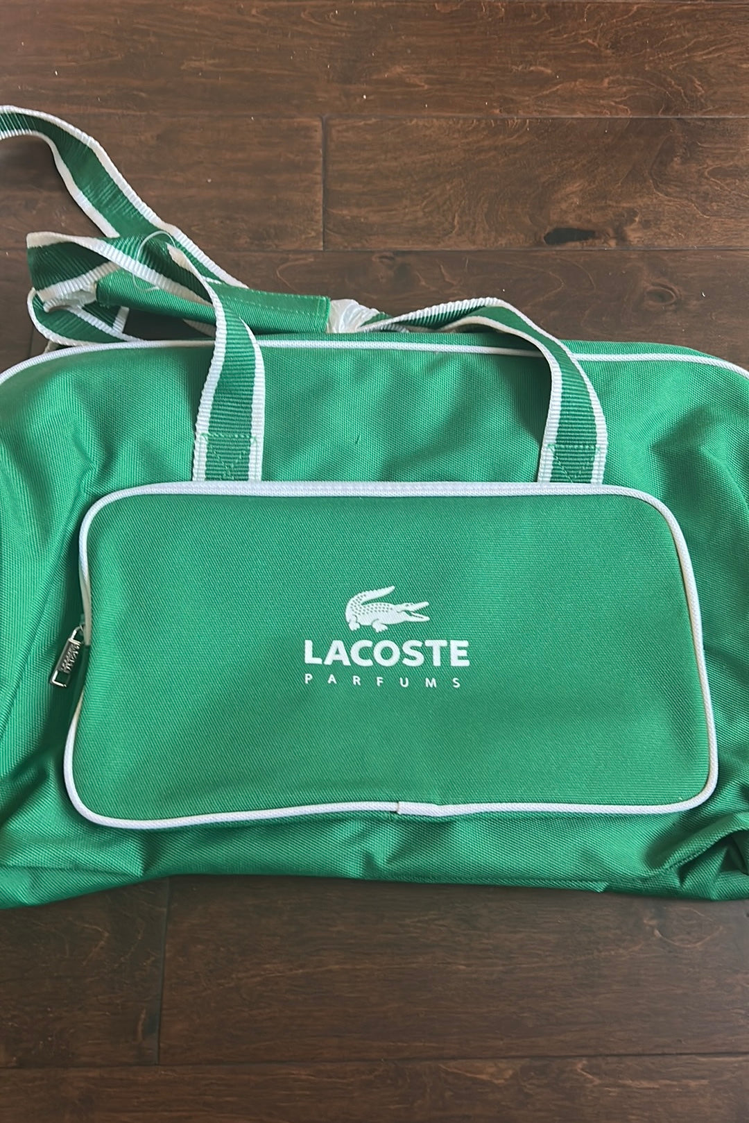 Lacoste New Duffel Bag Green White Crocodile Logo Travel Gym