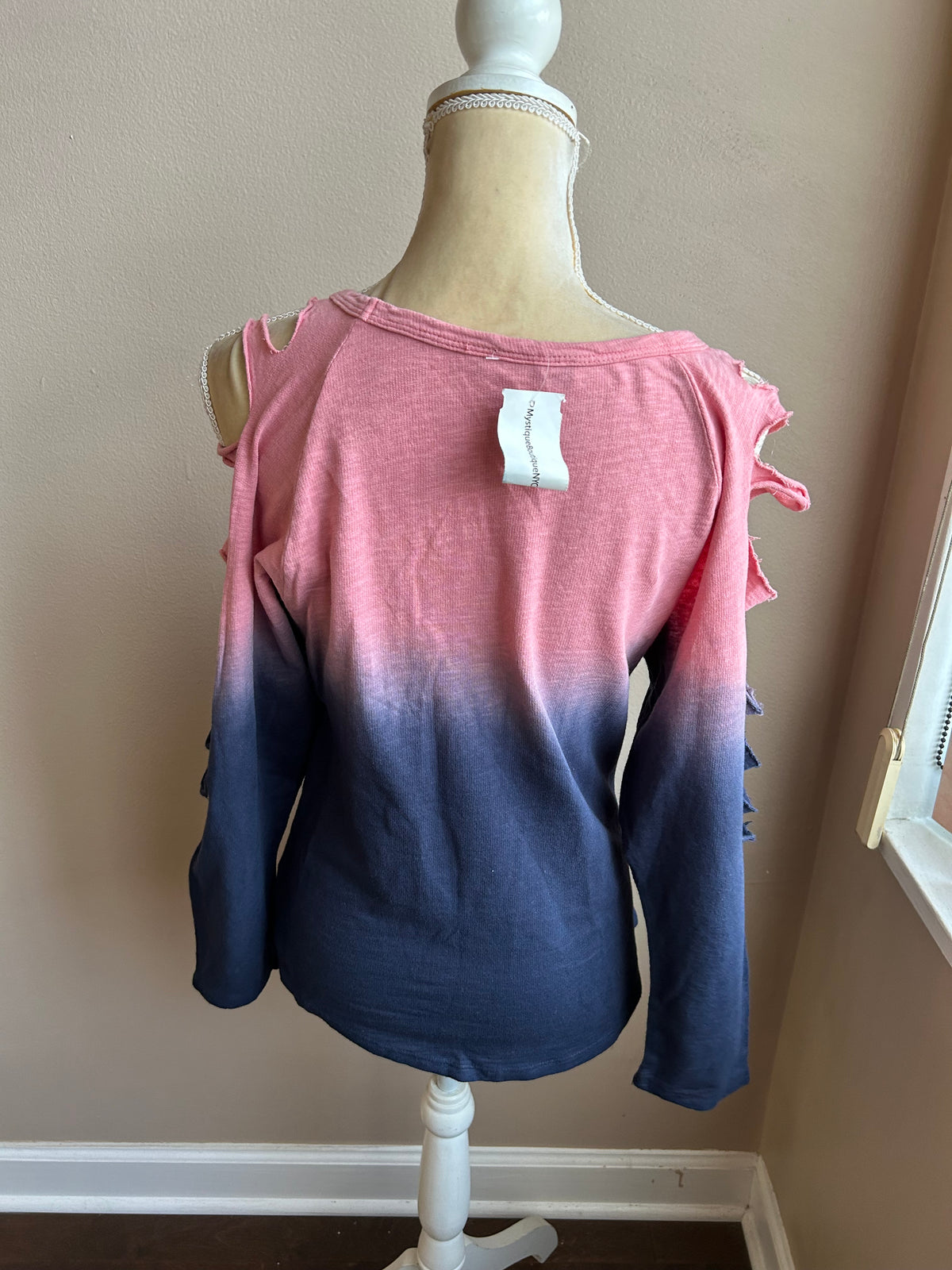 Urban X Womens Sz M Blouse Top Ombre Cutout Sleeves 4122