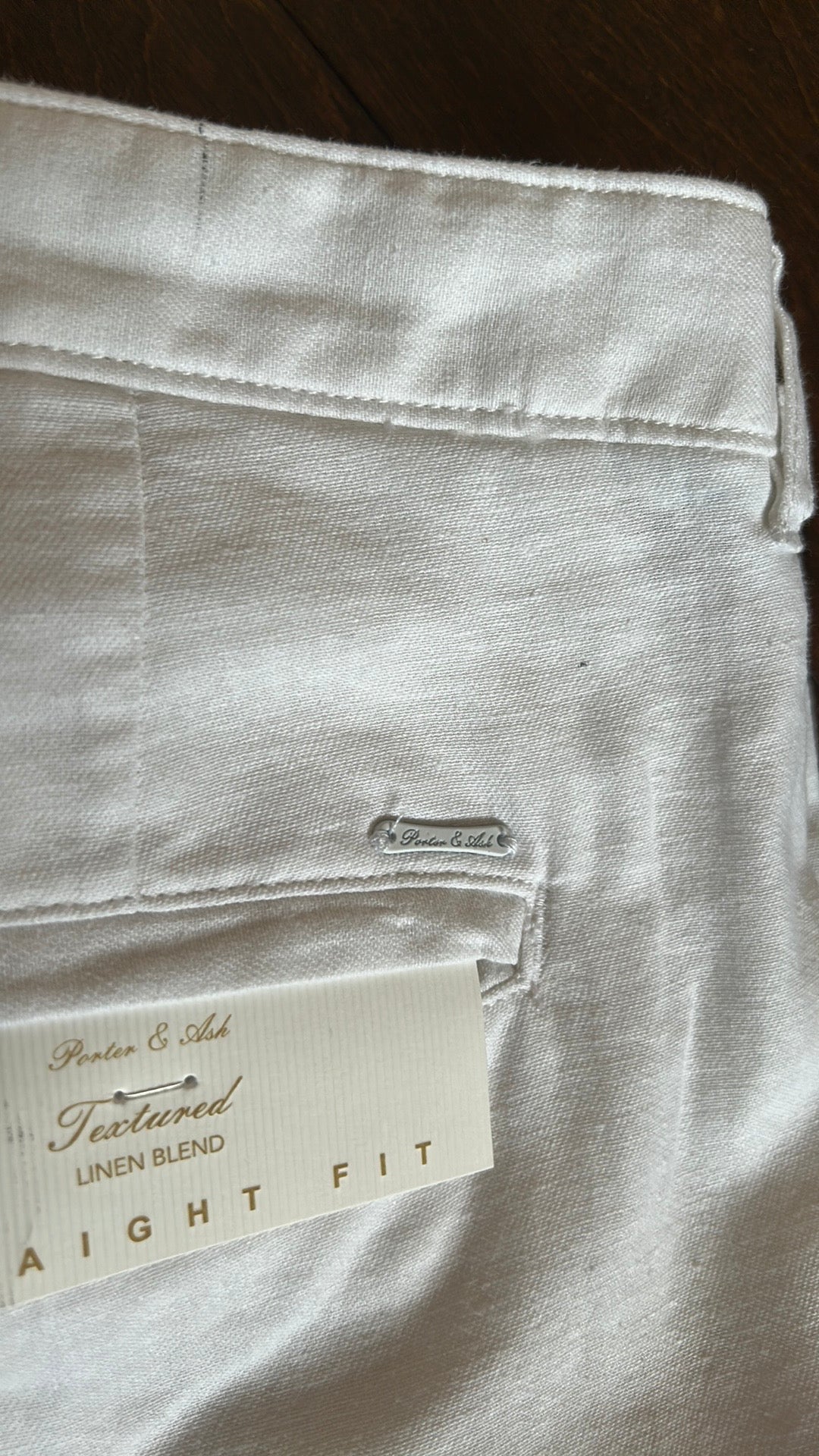 Porter & Ash Mens Chino Linen Biodegradable sustainable Pants Off White Sz 29