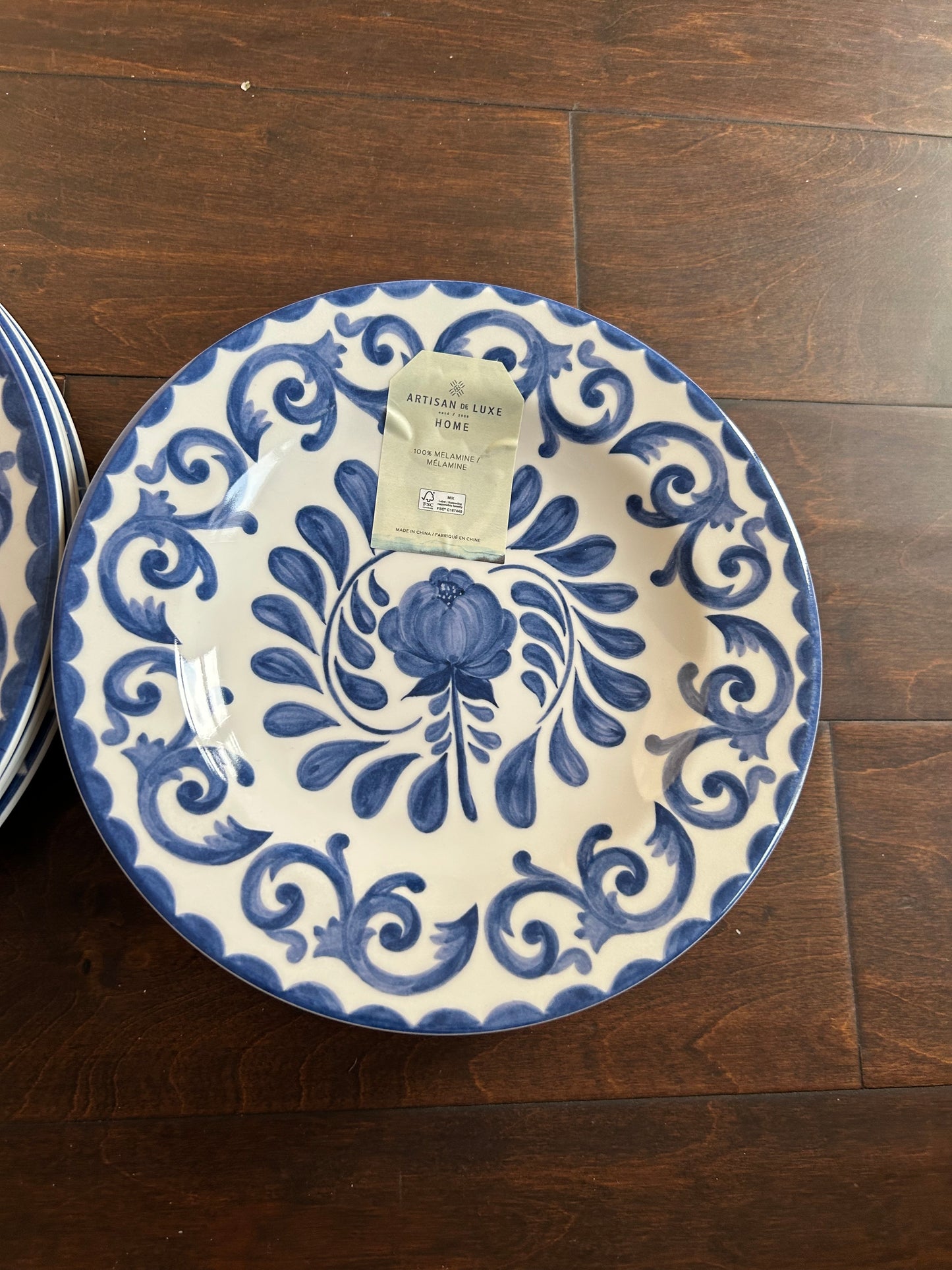 Artisan De Luxe Plate & Bowl Set Melamine 8pc Set 4 Dinner &4 Salad Plates Blue