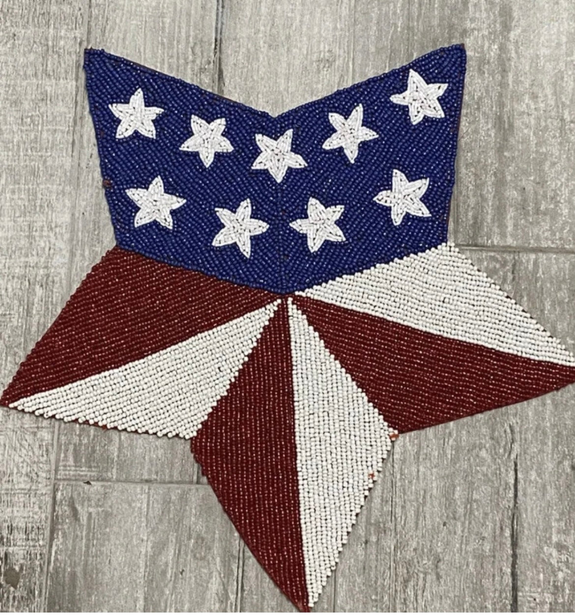 STOREHOUSE AMERICANA " STAR FLAG" PATRIOTIC Decor Beaded Placemat Charger