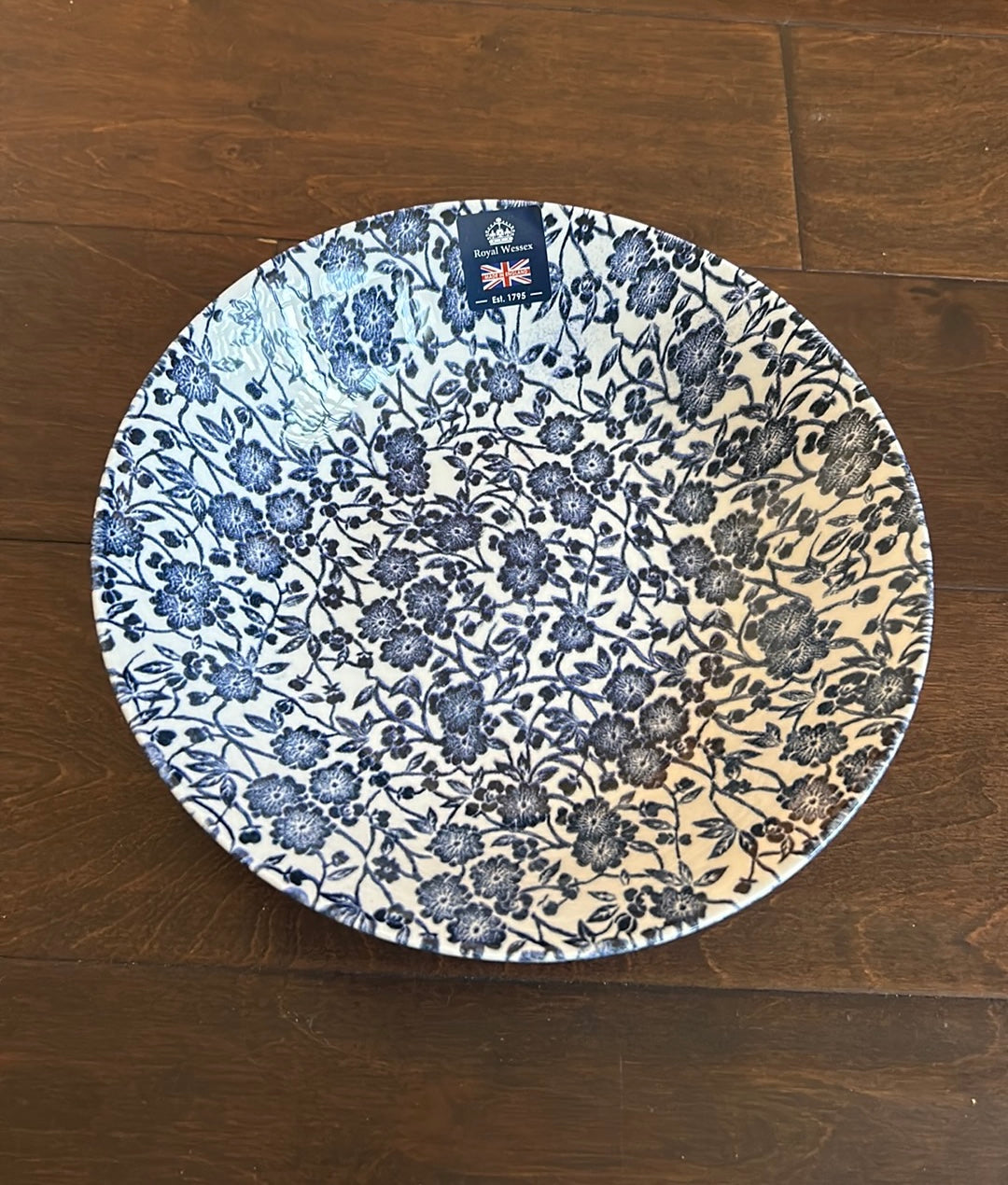 2 Royal Wessex Queens Made in England Victorian Calico Blue Soup Bowls 9”