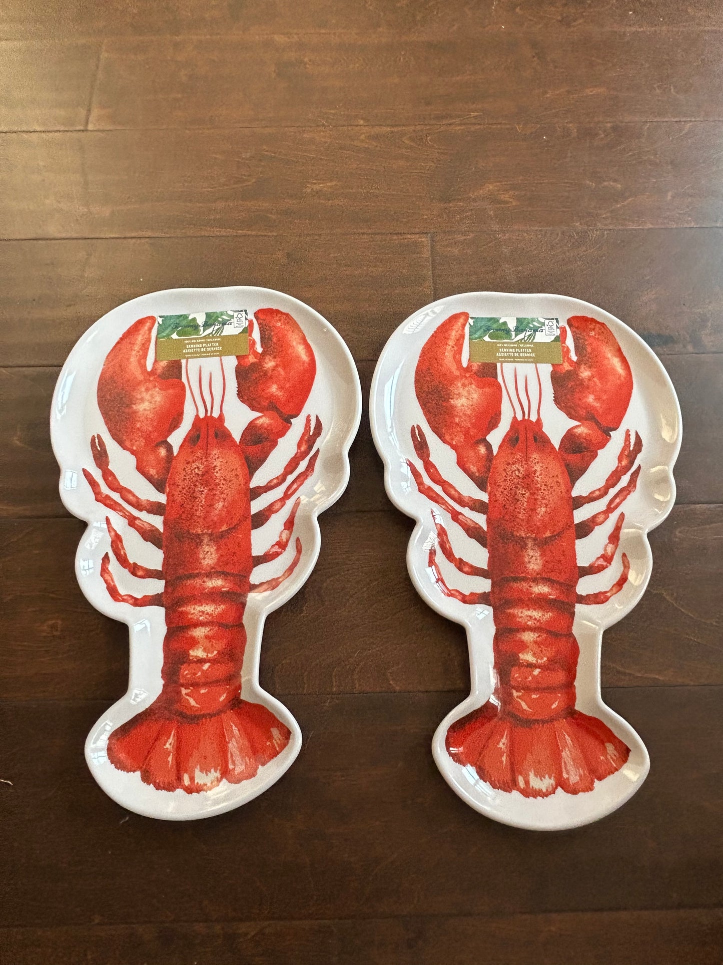 Tommy Bahama Lobster Plattters Set Of 2 New Melamine Nautical