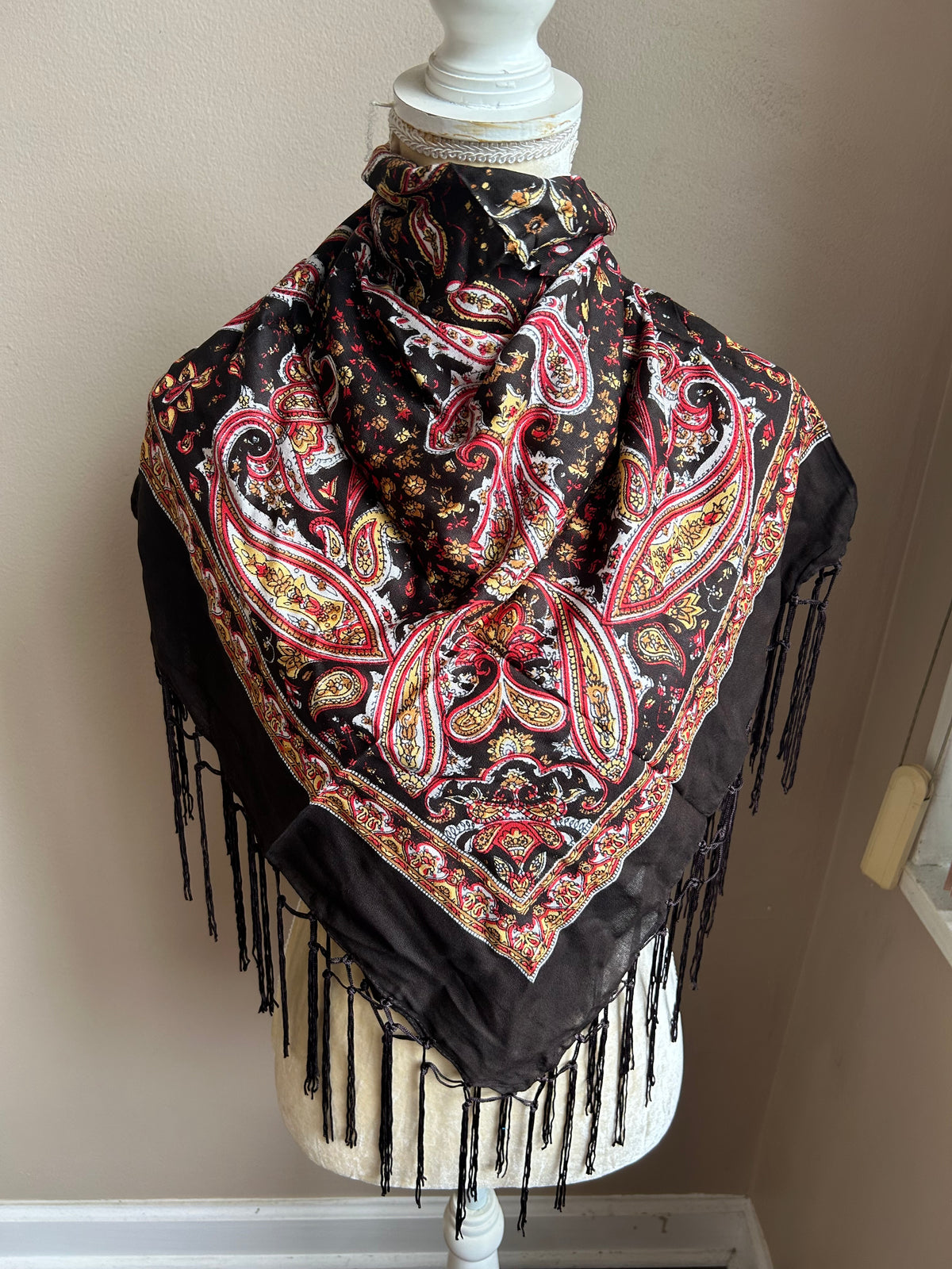 Womens Fringed Scarf Paisely Floral Print New 5002