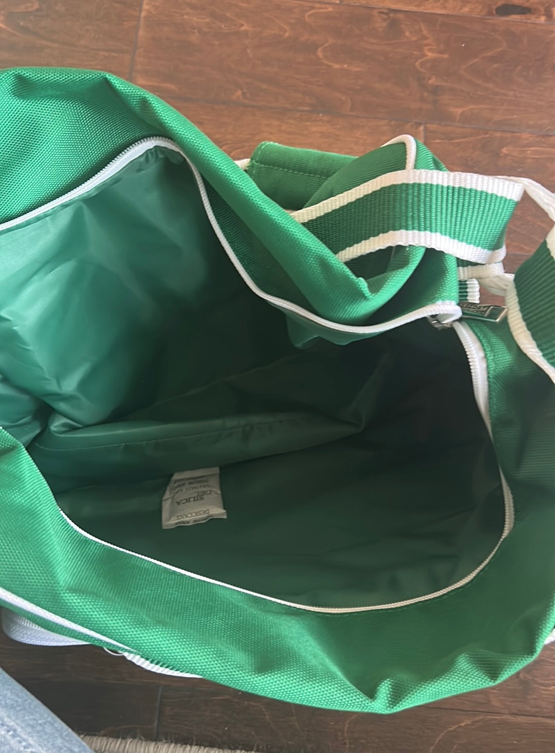 Lacoste New Duffel Bag Green White Crocodile Logo Travel Gym