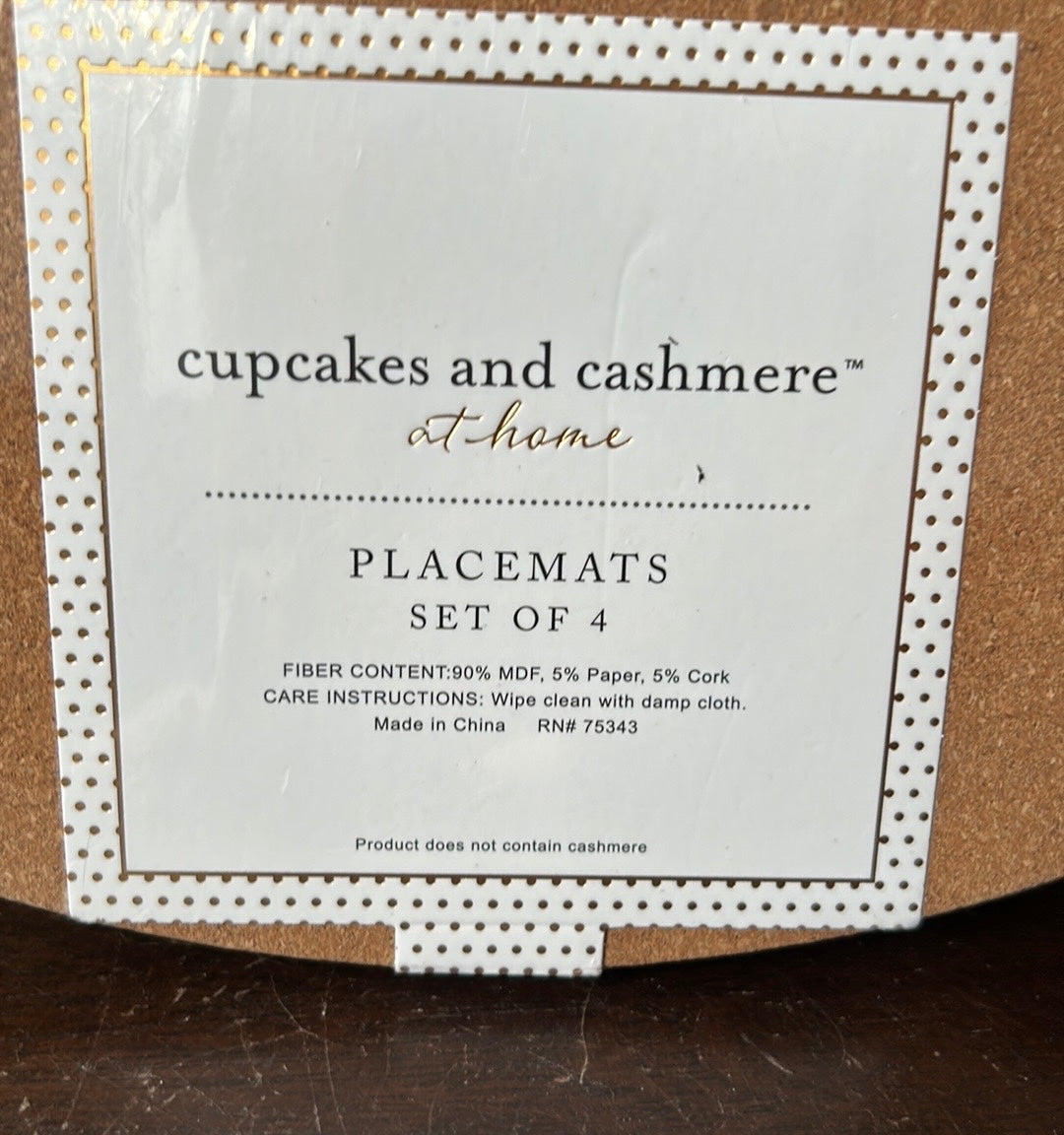 Cupcakes & Cashmere Set Of 4 Placemats Cork Christmas Wreath Holly Berries New