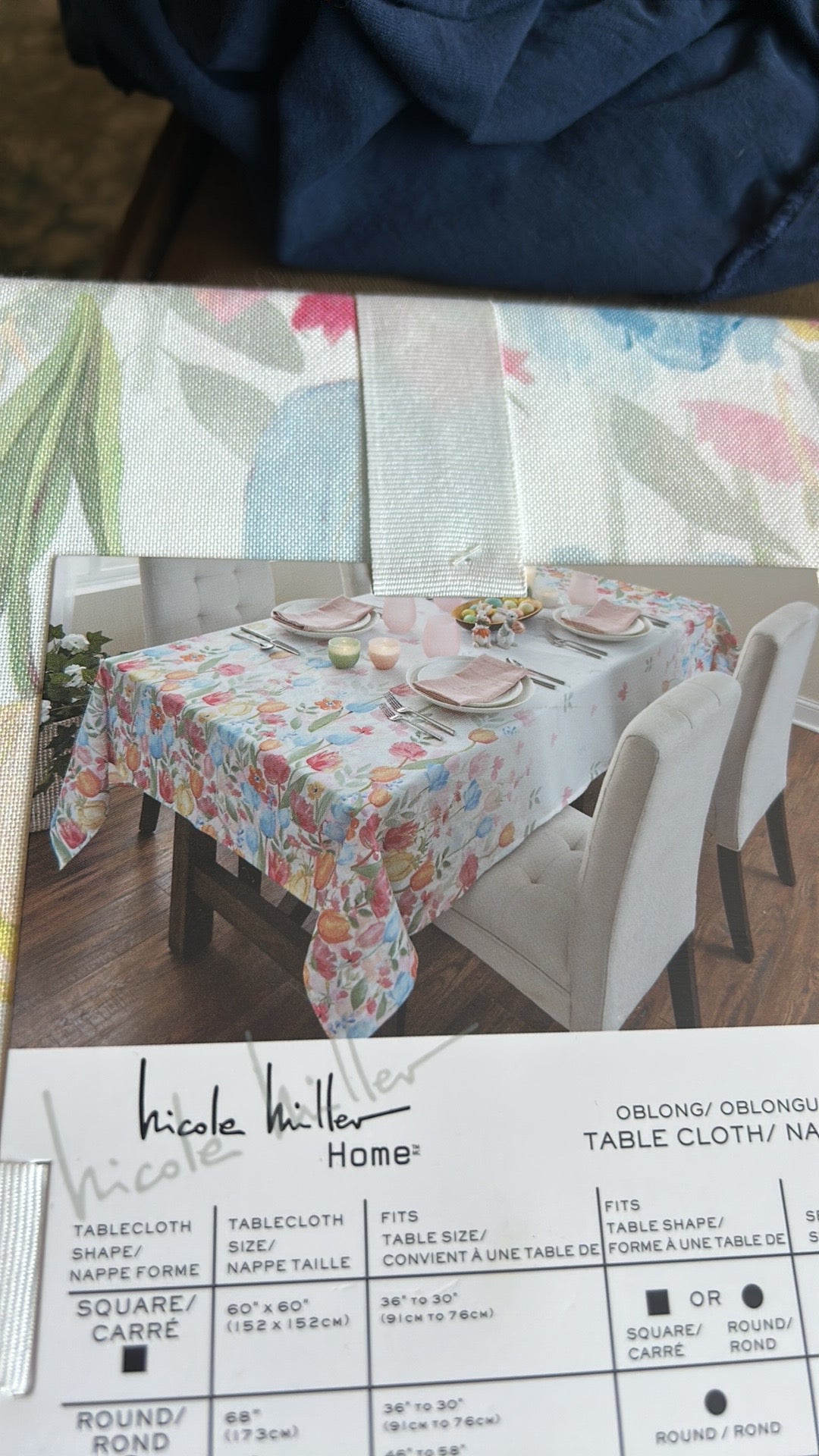 Nicole Miller Tablecloth New 60”x 84” Tulips Spring Floral Oblong