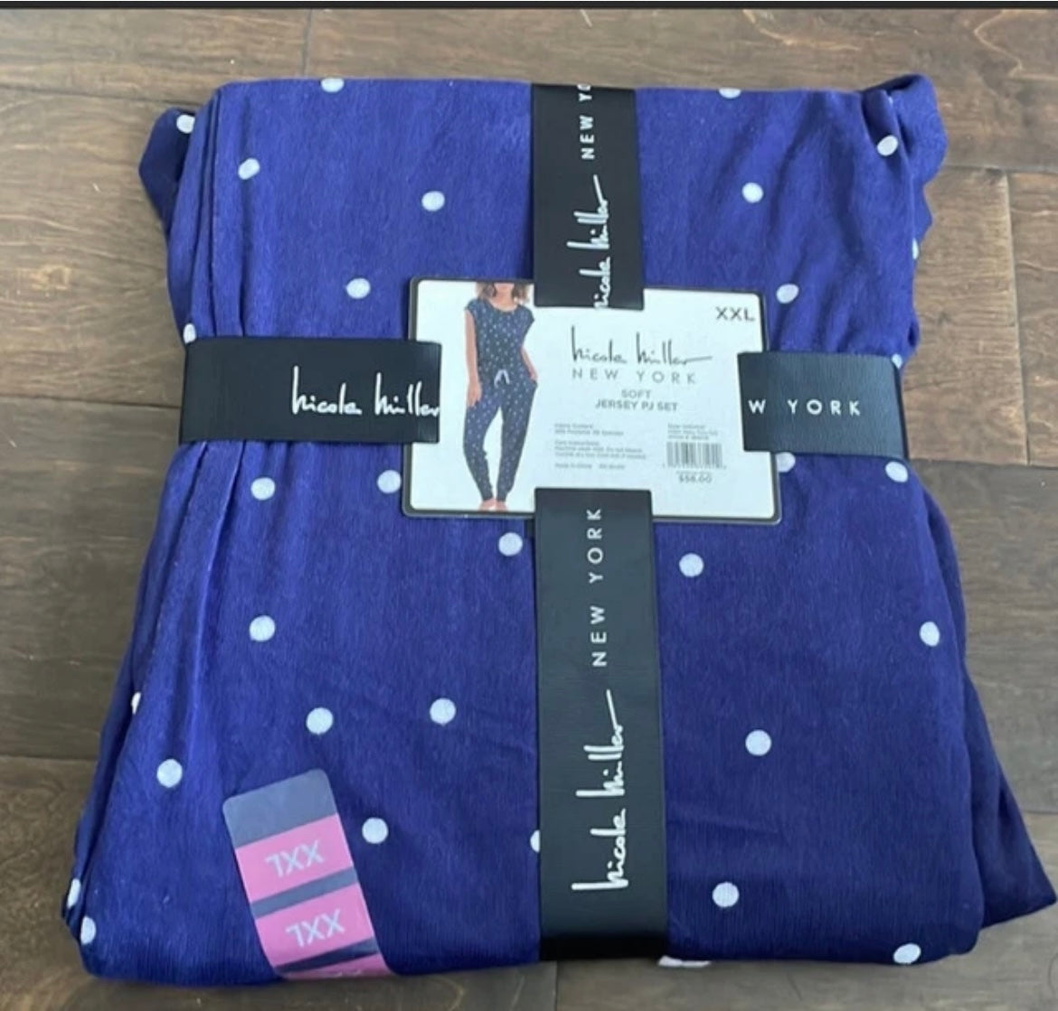 Nicole Miller Womens Jersey Knit Pajama Set Short Sleeve XXL Polka Dot