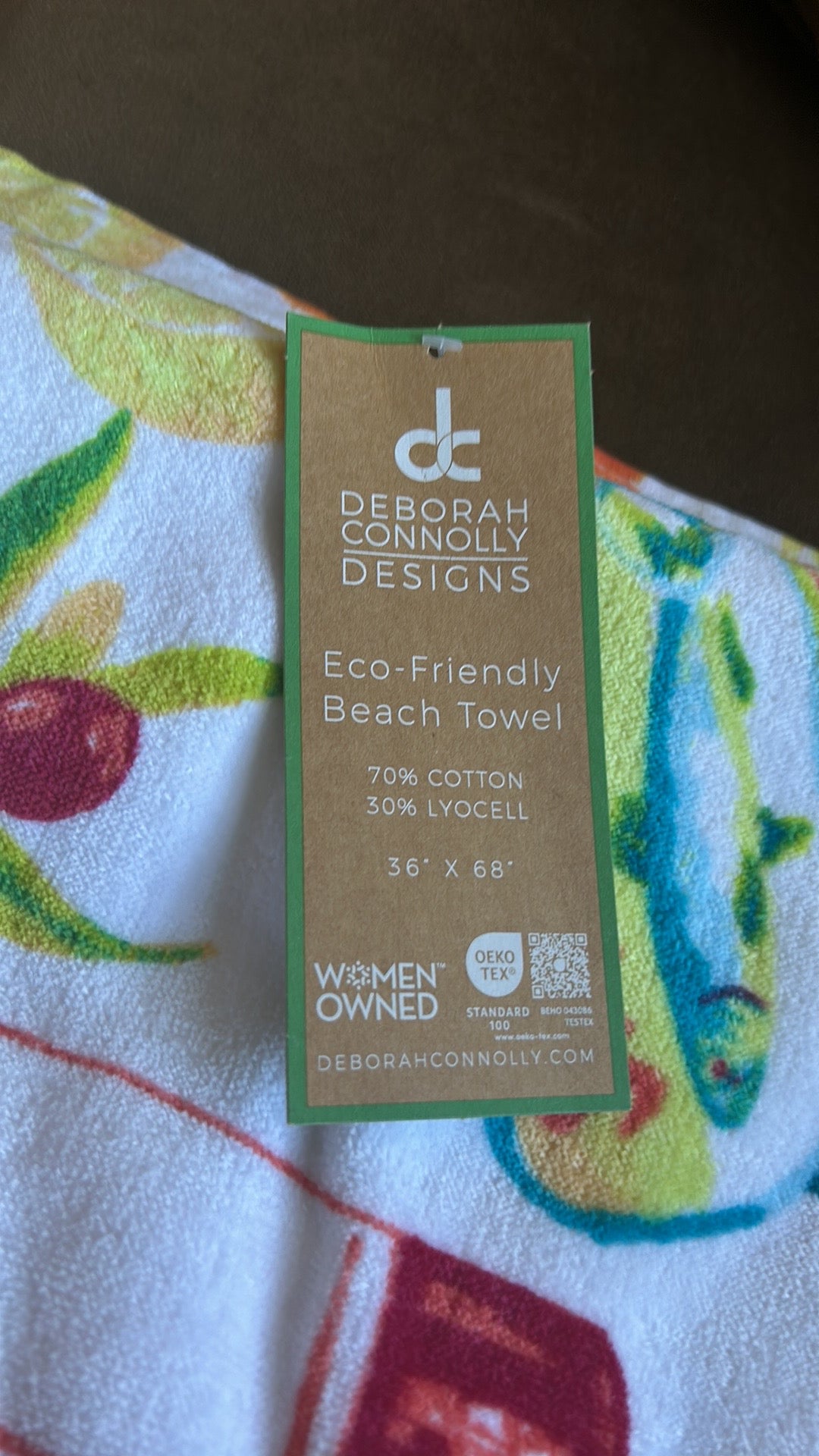 Deborah Connolly Designs Beach Towel Lemons Fruits Wine cotton Blend 36”x68"