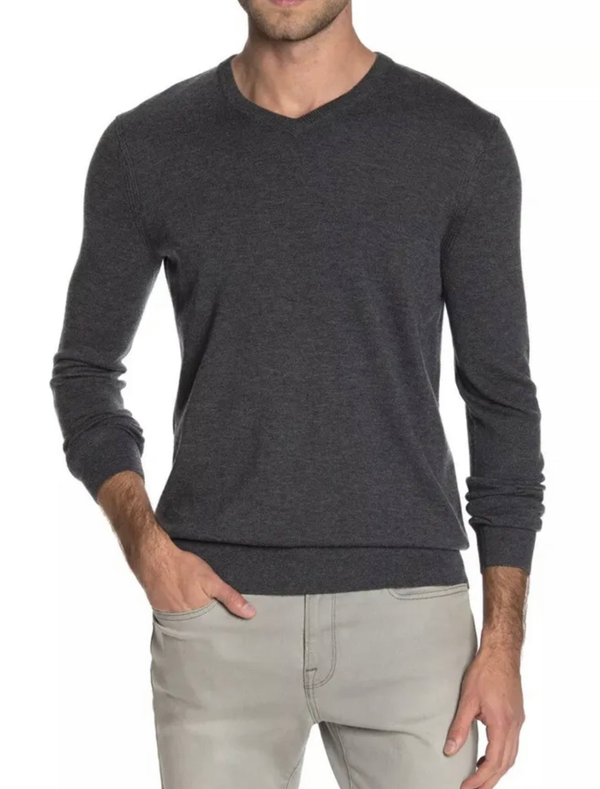Theory Mens Sweater Charcoal Gray Size XXL Pullover Riland Wool Blend