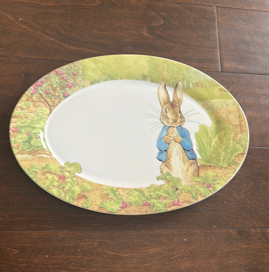 Peter Rabbit Beatrix Potter 14” Easter Garden Spring Oval Serving Platter