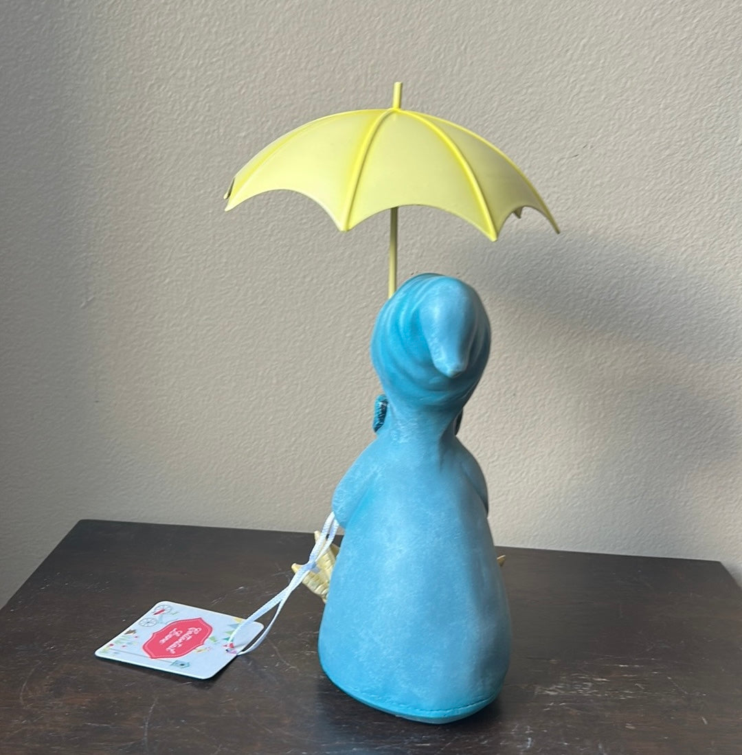 Cottontail Lane Easter Duck Figurine With Umbrella Raincoat New