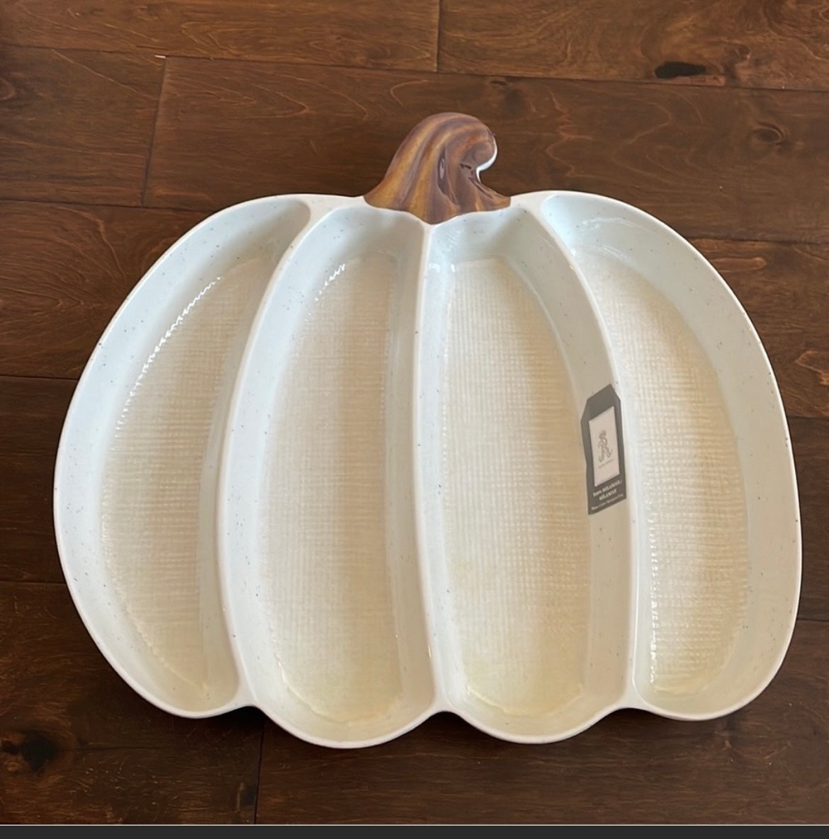 Rachel Ashwell Off White Pumpkin Shaped Melamine Divided Serving Tray Platter