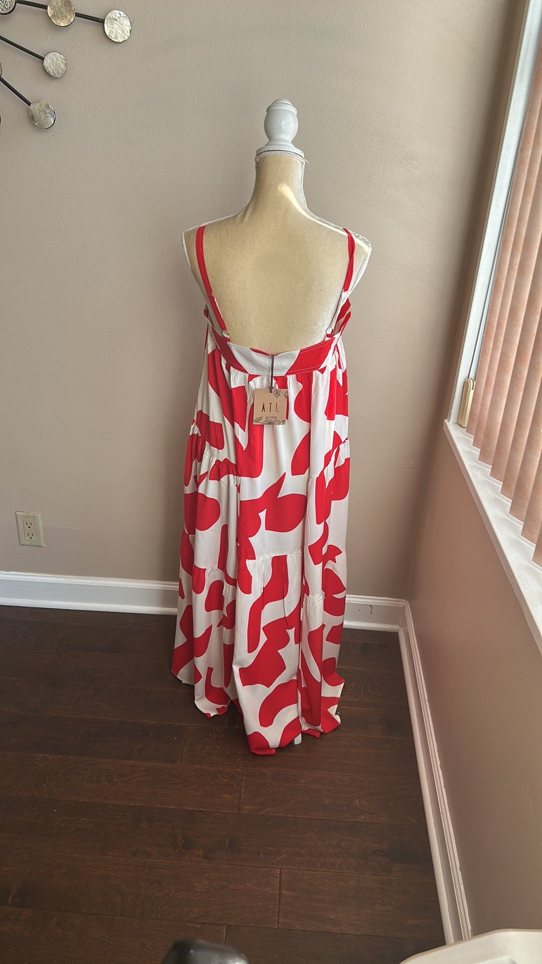 Abel the Label Anthropologie Red White Maxi Dress NWT Strappy Boho