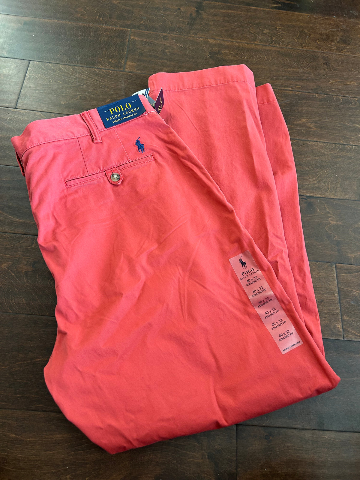 Polo Ralph Lauren Mens Stretch Straight Fit Orange Pants Chinos New Sz 40x32”