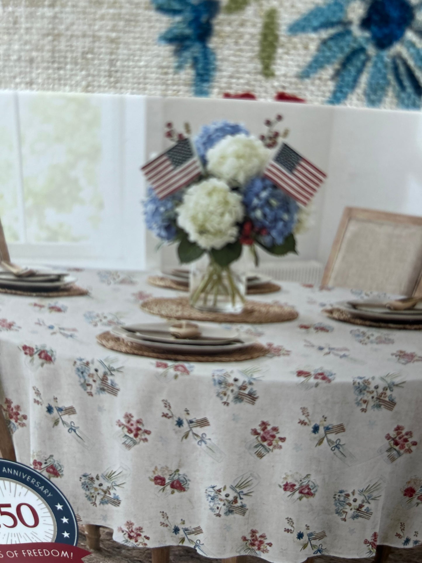 Harper Americana New Tablecloth July 4th Floral American Flag