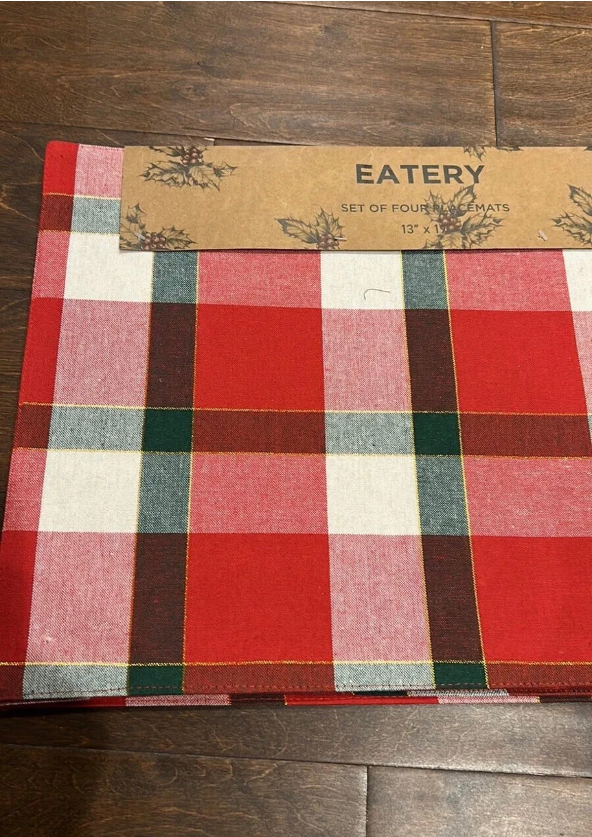 Beautiful Christmas Placemats Set Of 4 Red Green Plaid Lurex Gold