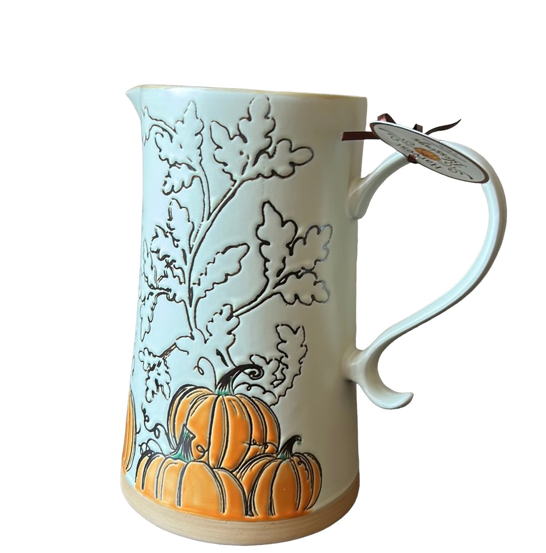 Spectrum Designz Fall Thanksgiving Pumpkin Ceramic Pitcher Stoneware Ceramic