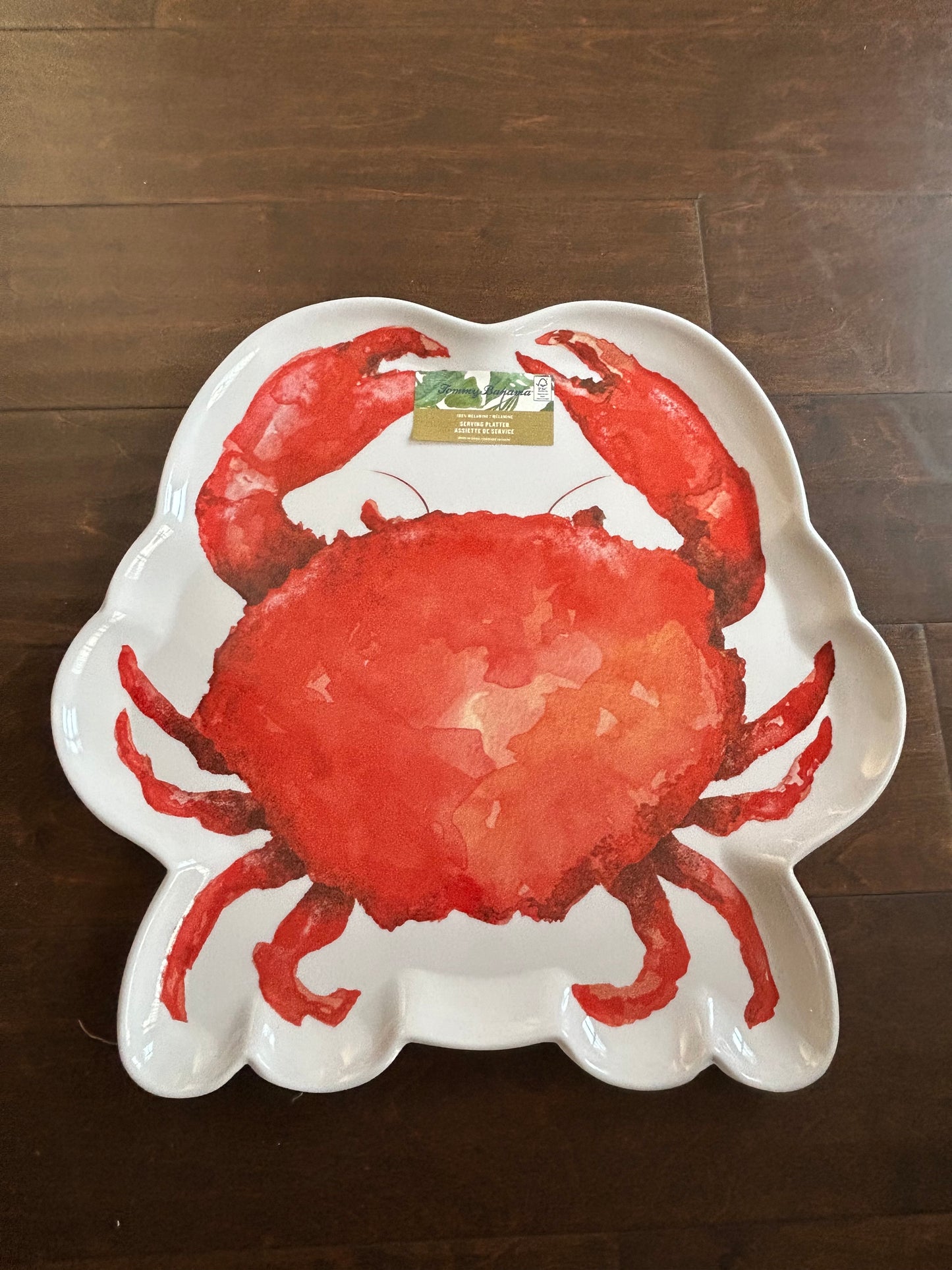 Tommy Bahama Large Salad Serving Platter Melamine Crab Nautical New