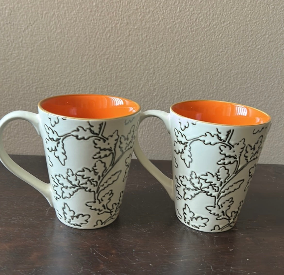 Set Of 4 Eli & Ana Pumpkin Leaves Thanksgiving Ceramic Mug ~Fall ~New