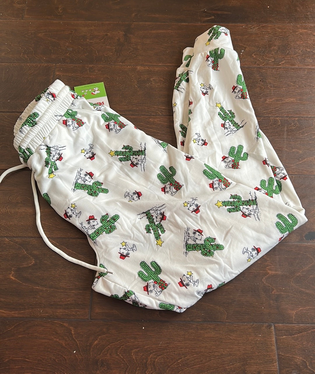 Peanuts Womens Snoopy Pajama Pants Sz M New Cactus Christmas Jogger Style