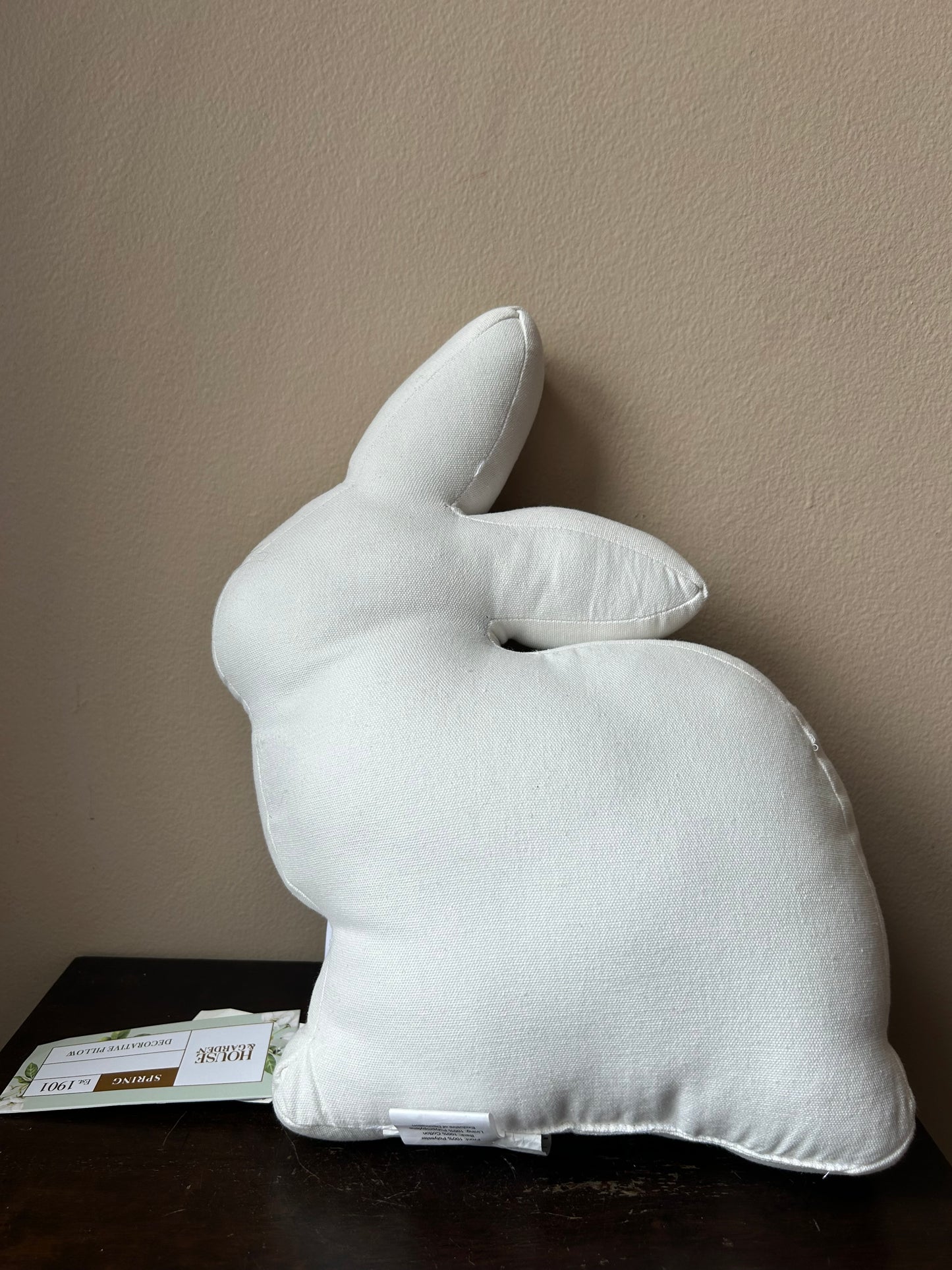 House & Garden Beaded Easter Bunny Rabbit Shaped Pillow 15”x10” Floral New