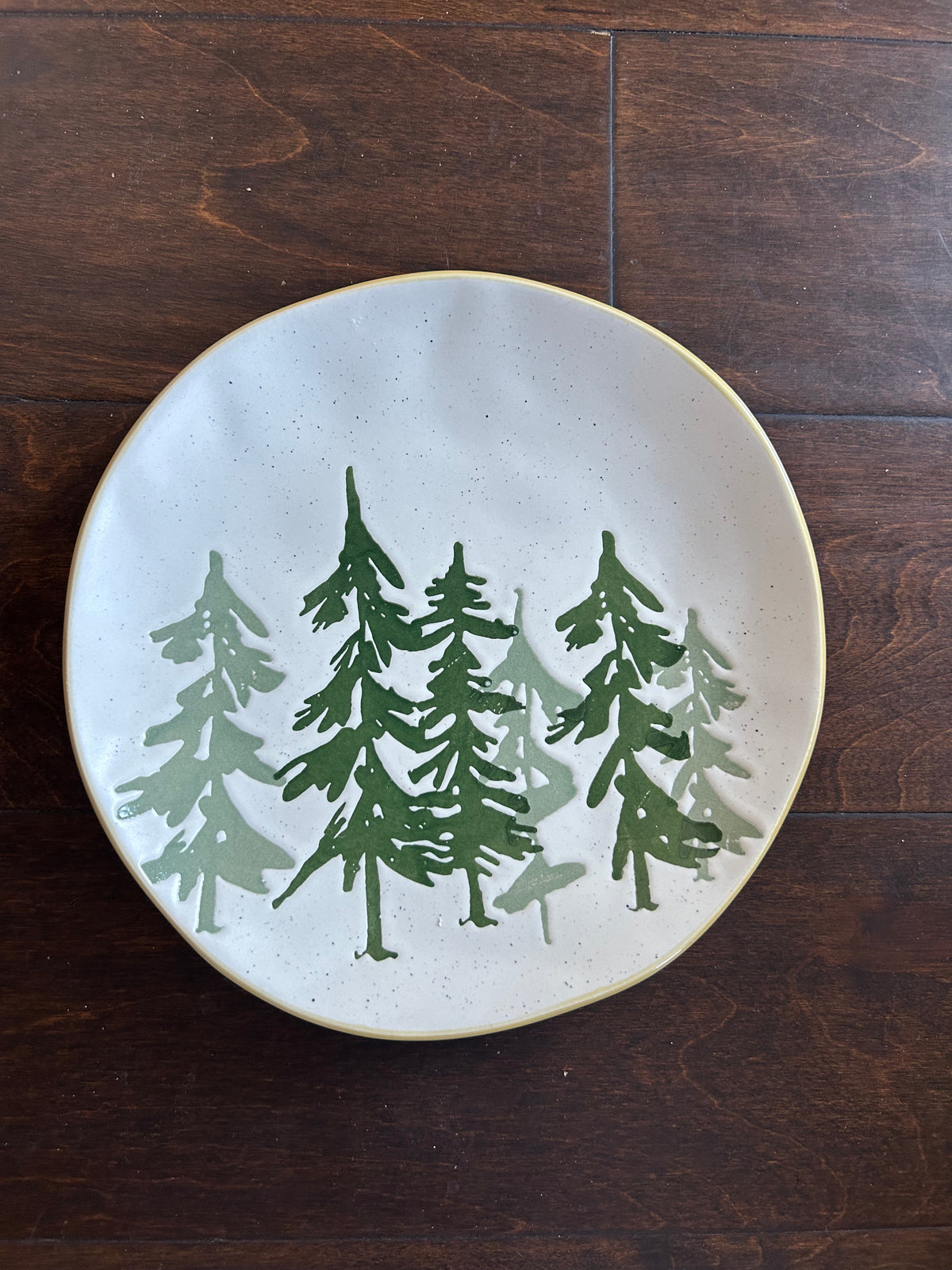 Eli Ana Evergreen Trees Christmas Set Of 4 Salad Plates Ceramic Round