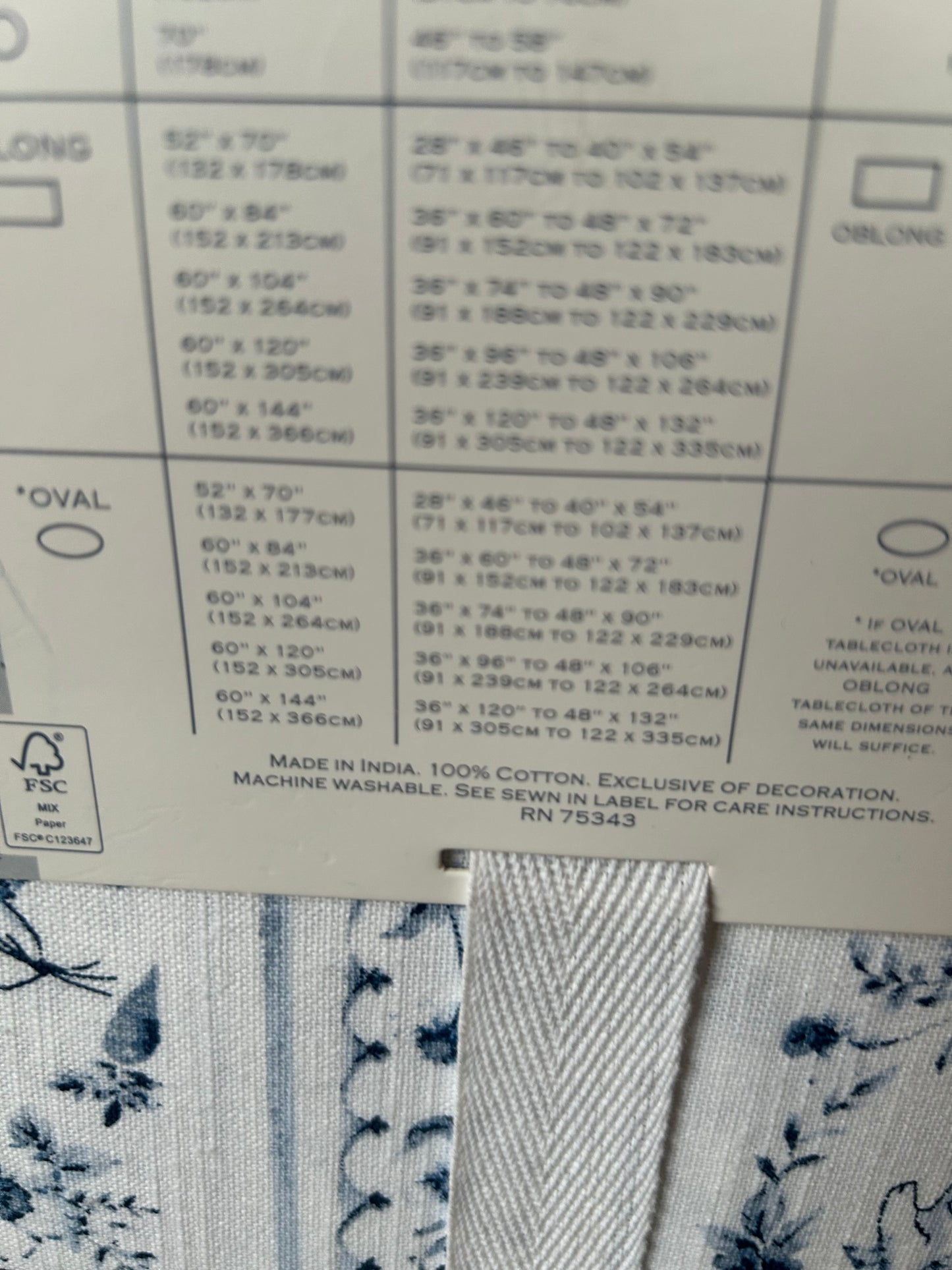 Shabby Chic Easter Tablecloth New 60”x120” Bunny Blue White Floral