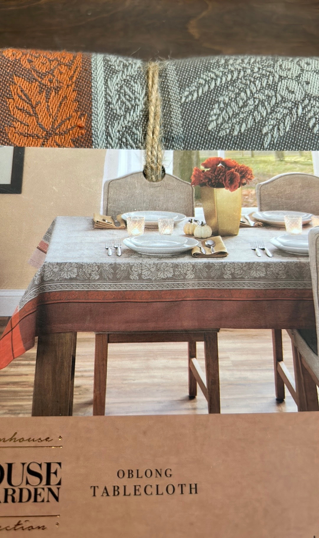 House & Garden Tablecloth 60”x84” Rust green Fall Thanksgiving New
