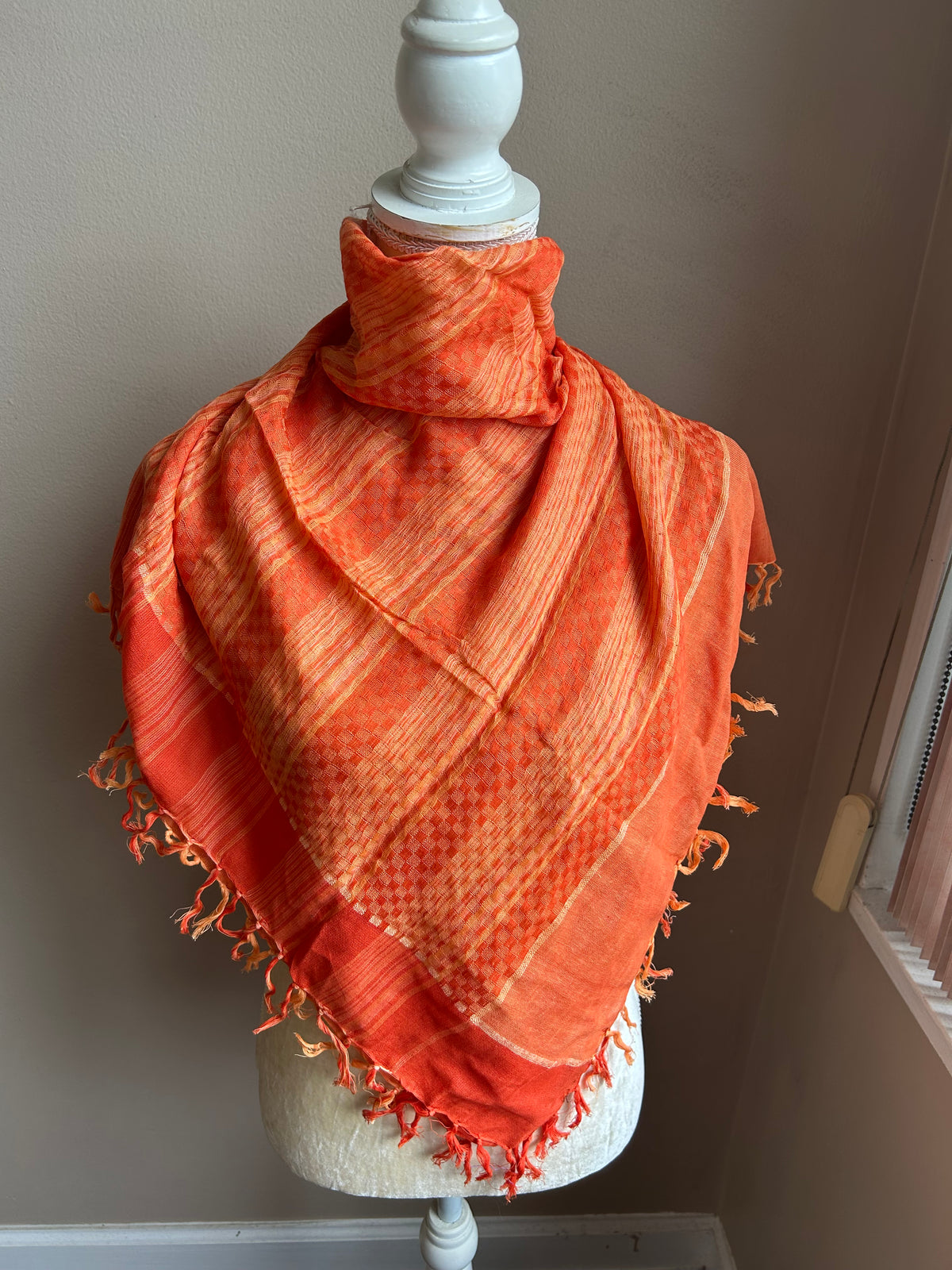 Womens Orange Fringed Scarf BOHO New Striped New Cotton 5002
