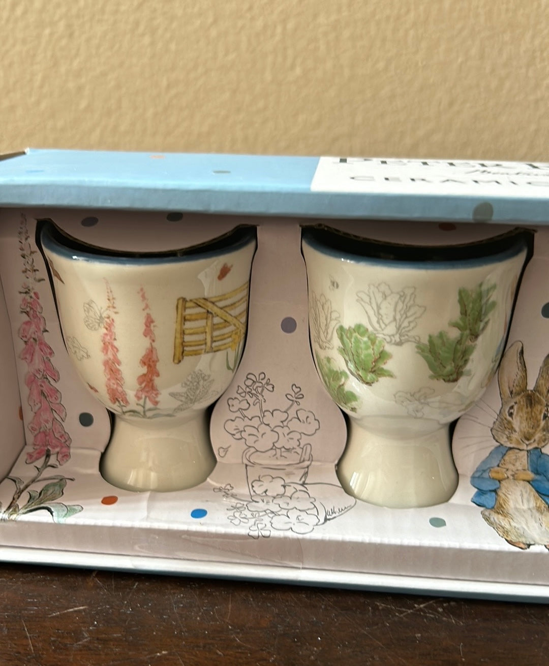 Beatrix Potter Peter Rabbit Boiled Egg Holder Mini Cup Spring Gift Set of 4 NEW