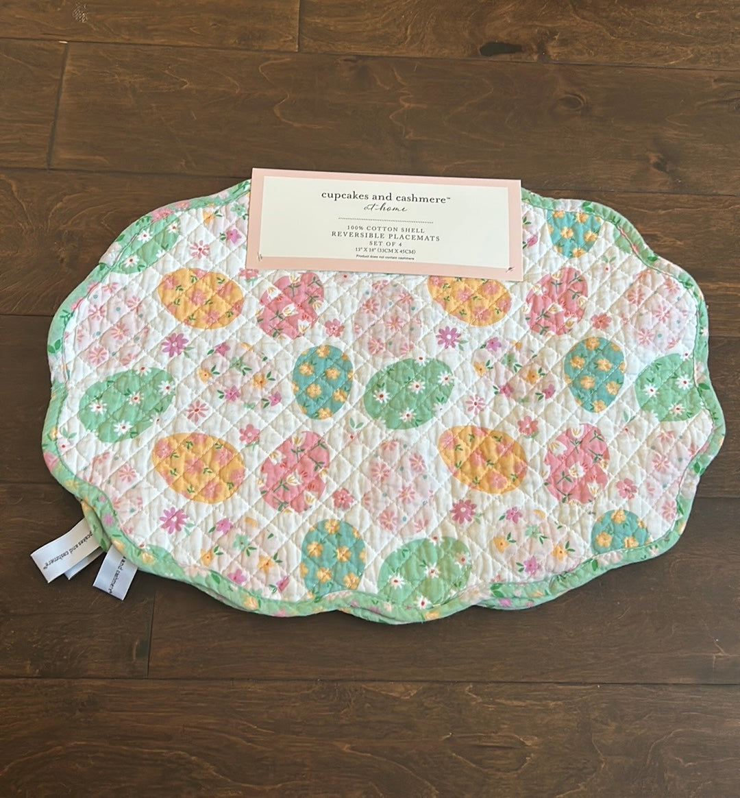 Rachel Ashwell Easter Eggs Placemats Reversible Floral New Oval Pastels