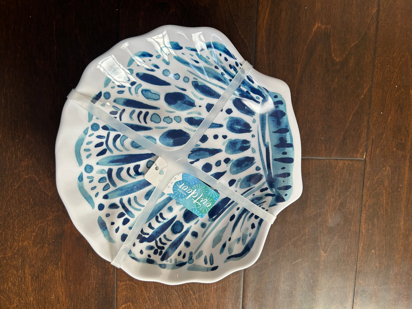 Sigrid Olsen Shell Shape Melamine Set Of 4 Appetizer Plates Nautical Blue White