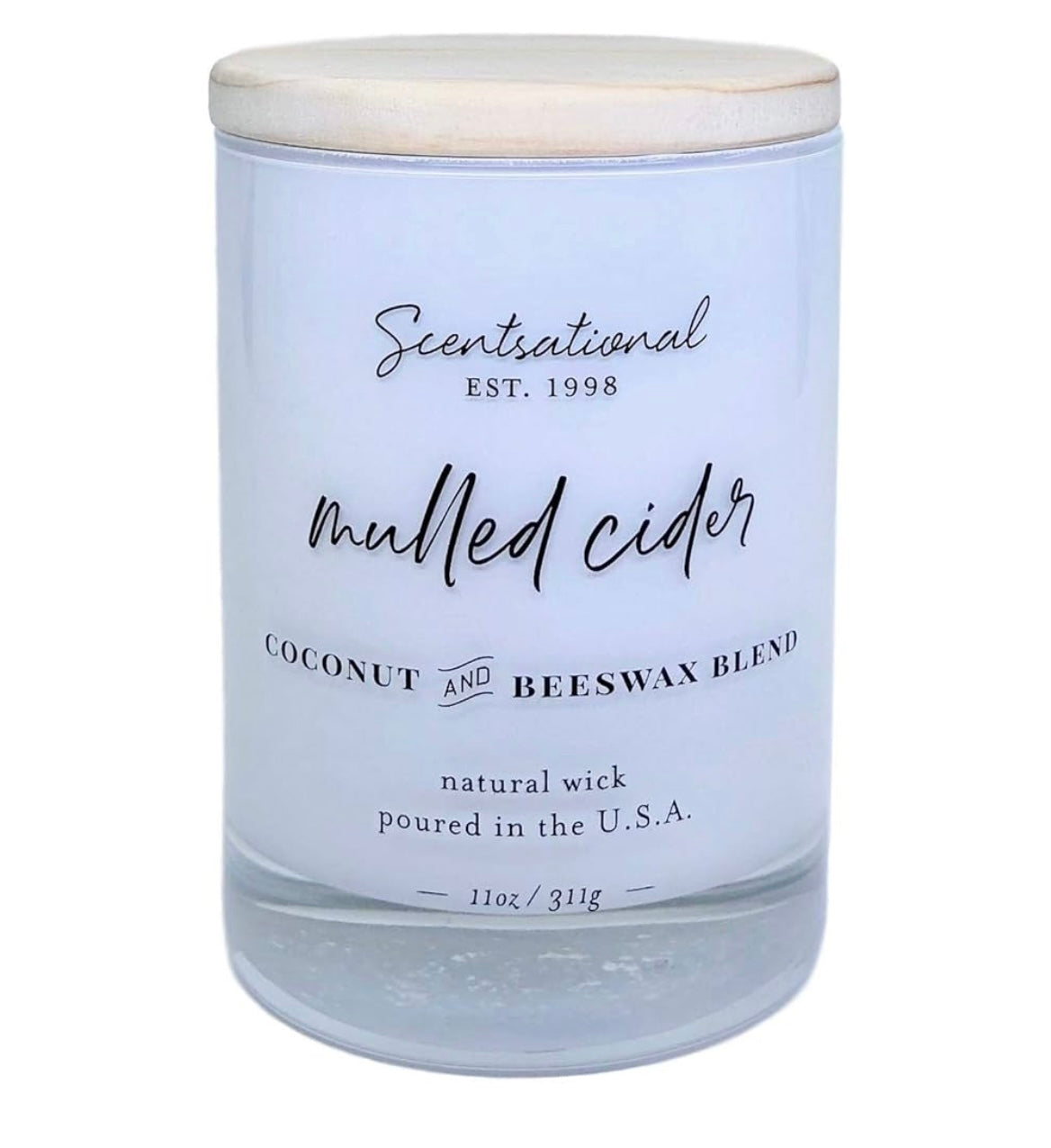 Scentsational Mulled Cider Candle Large Glass Jar 11 Oz Coconut Beeswax