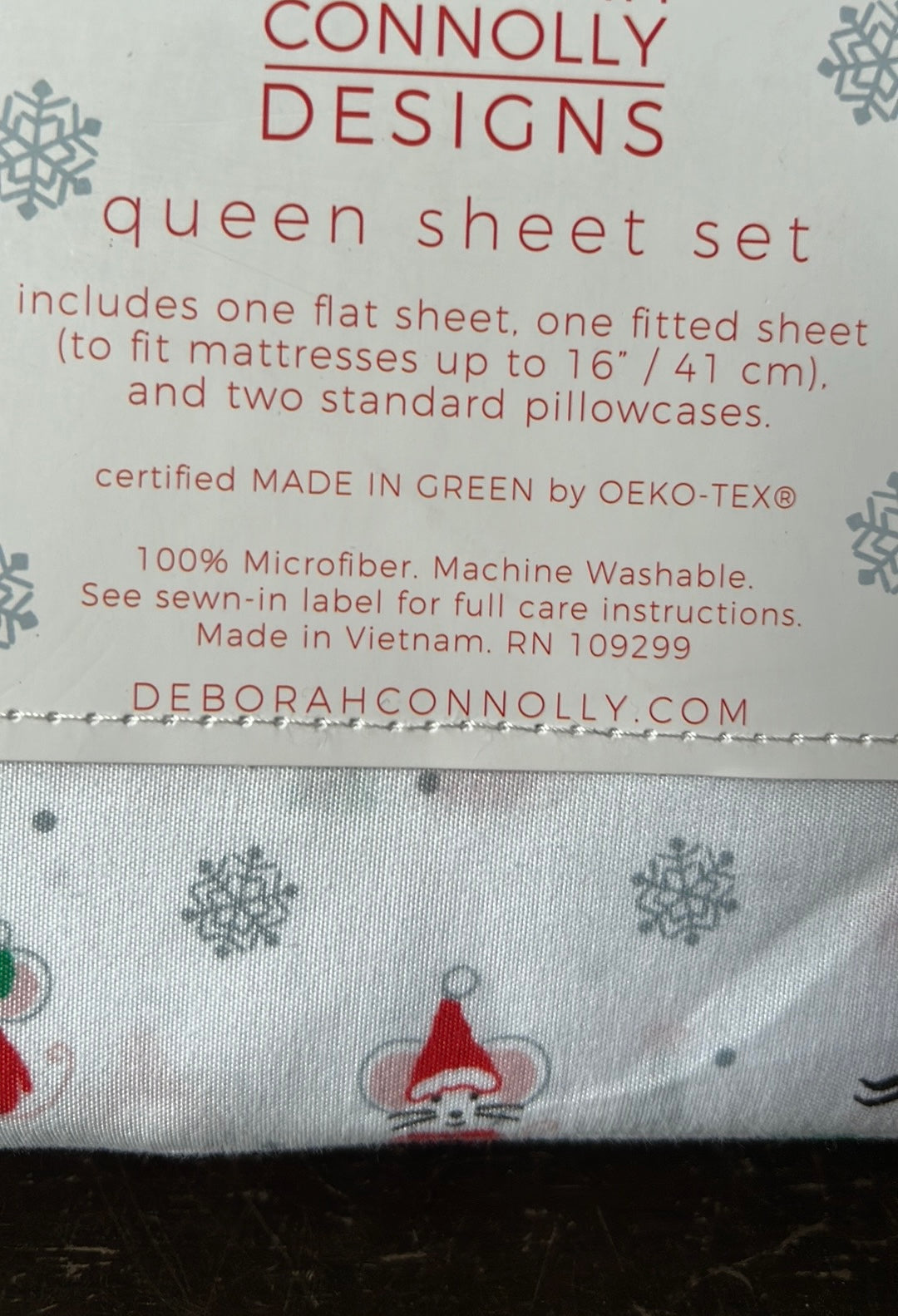 Deborah Connolly Sheet Set New Microber Mouse Sledding Christmas Trees